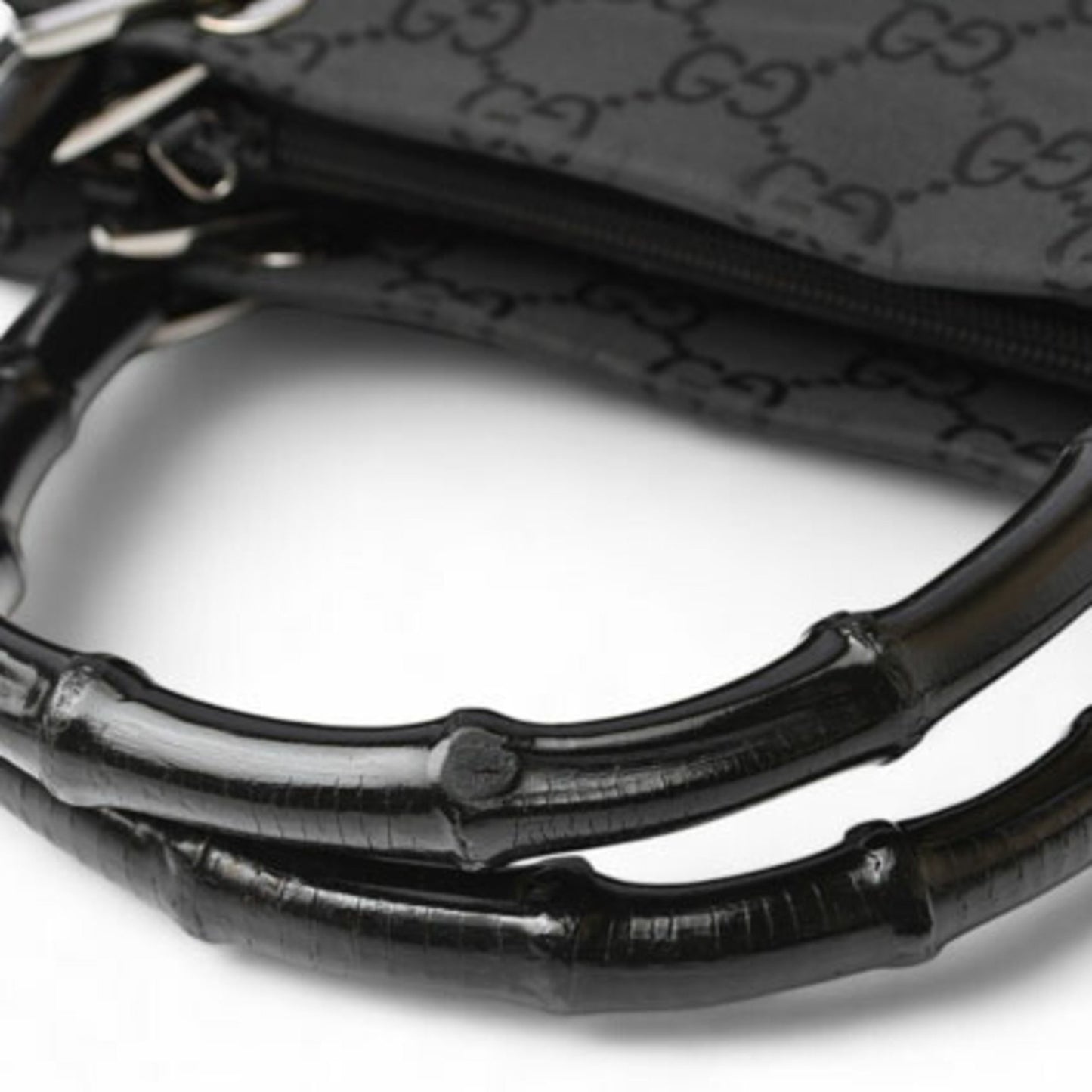 Gucci Handbag Tote Bag Bamboo 2Way Nylon Canvas Gg Black 002 1016