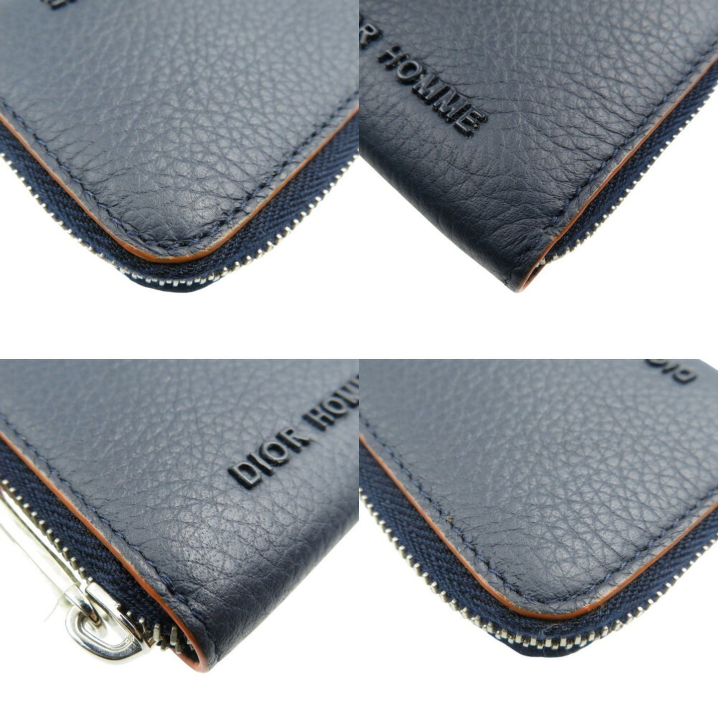 Dior Homme Leather Navy Orange Round Coin Case 0559Dior Homme