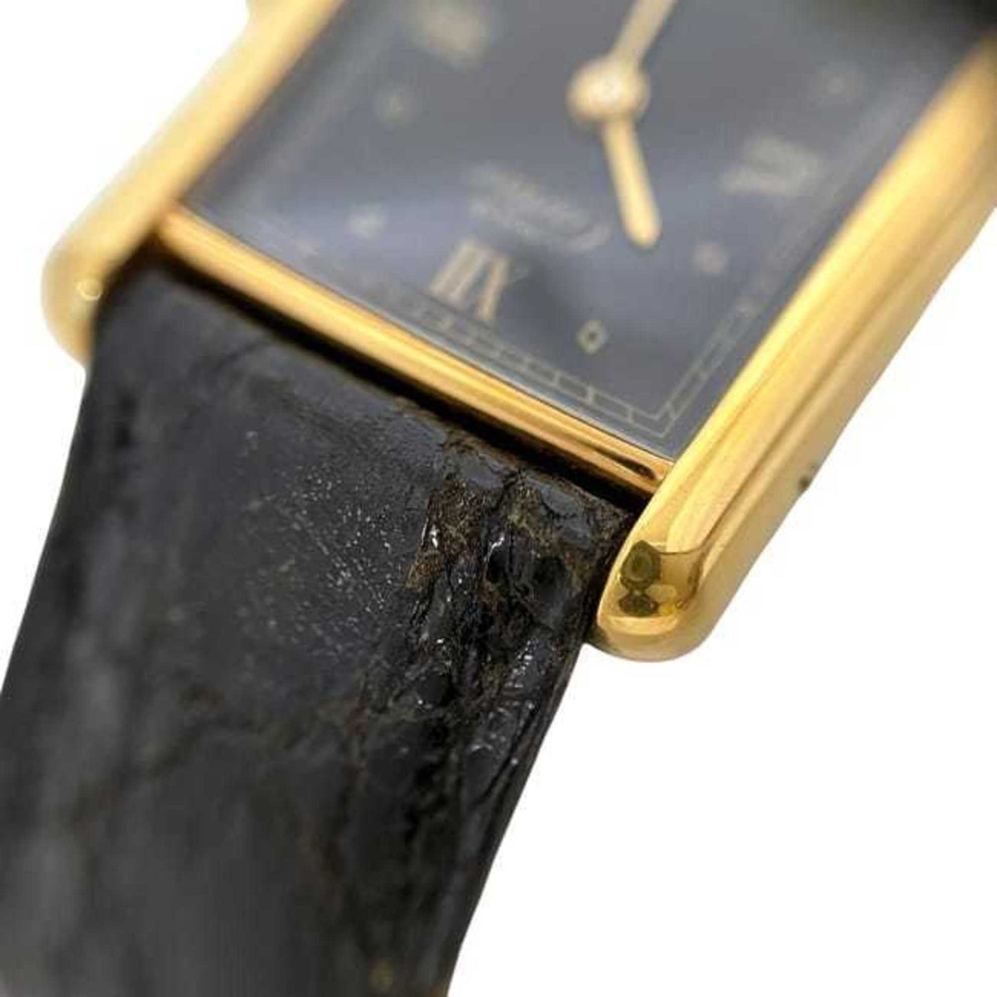 Cartier Must Tank Lm Vermeil Watch F-24337 Black Gold W1001254 Stainless Steel Gp Leather Quartz