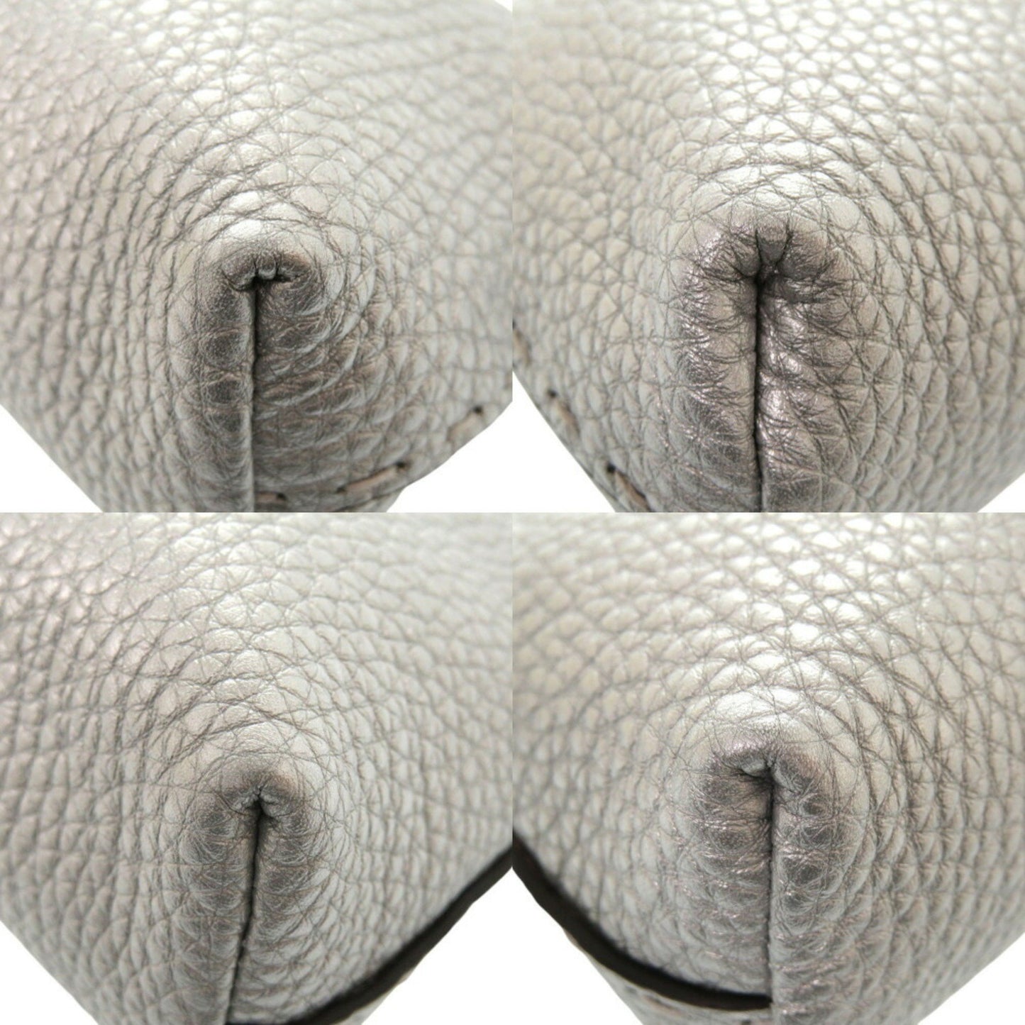 Fendi Selleria 8N0114-5Qg Leather Silver Pouch 1150Fendi
