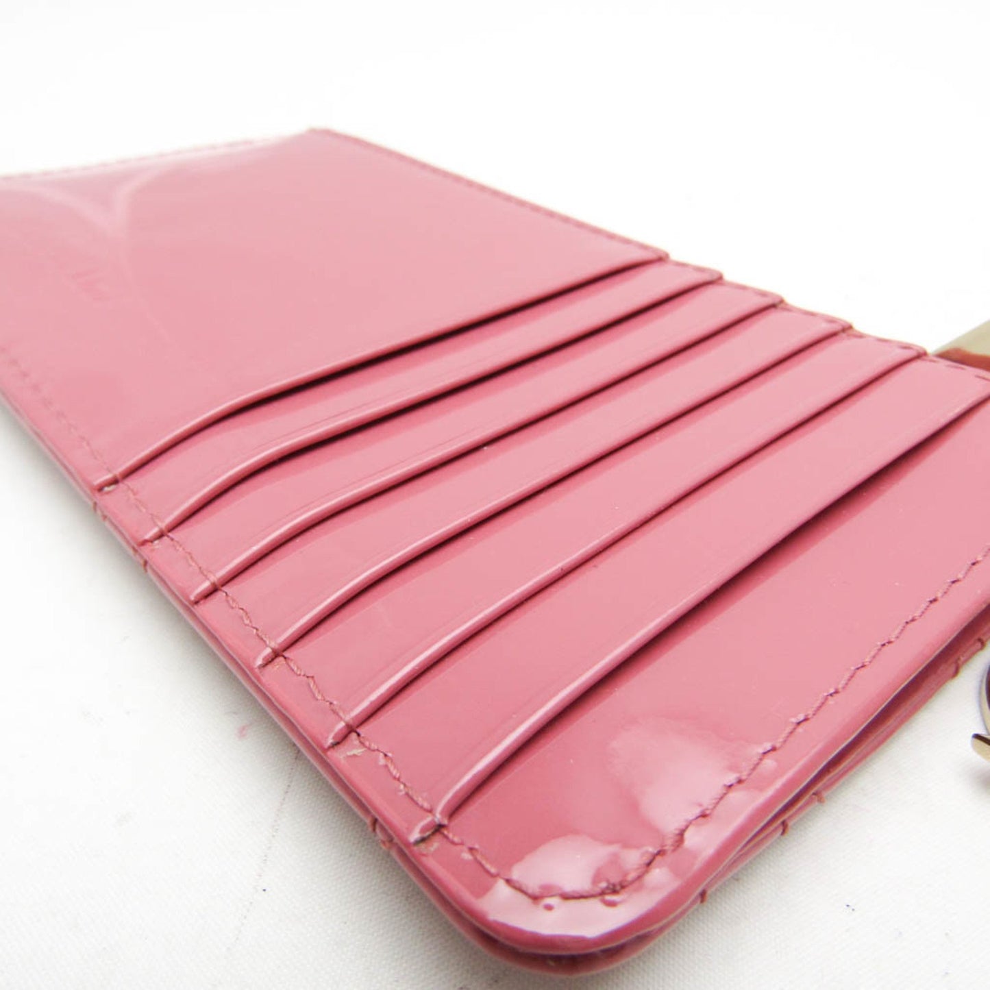 Christian Dior Lady Dior Cannage Coin Case S0478Ovrb Patent Leather Card Case Pink