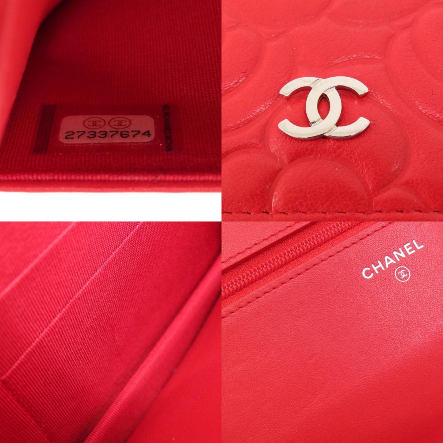 Chanel Chain Wallet Camellia Coco Mark Long Leather