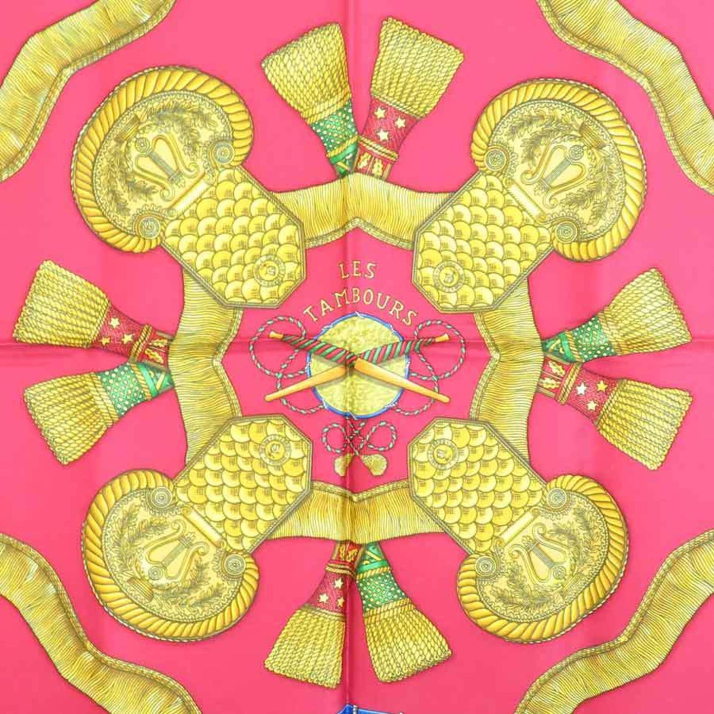 Hermes Scarf Muffler Carre90 Les Tambours Silk Multicolor