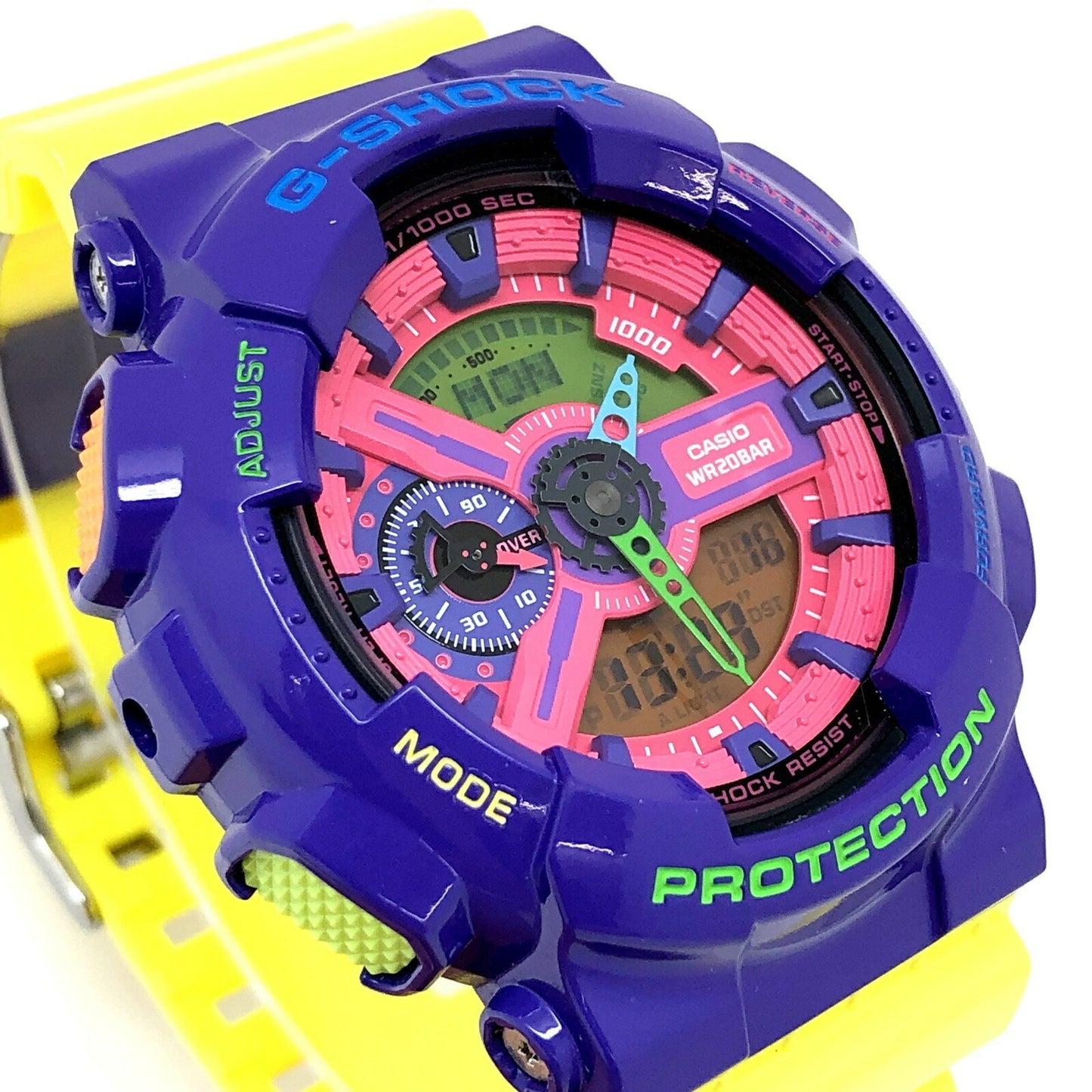 G-Shock Casio Watch Ga-110Hc-6A Hyper Colors Big Case Purple Yellow Pink Painted Ana-Digi Released