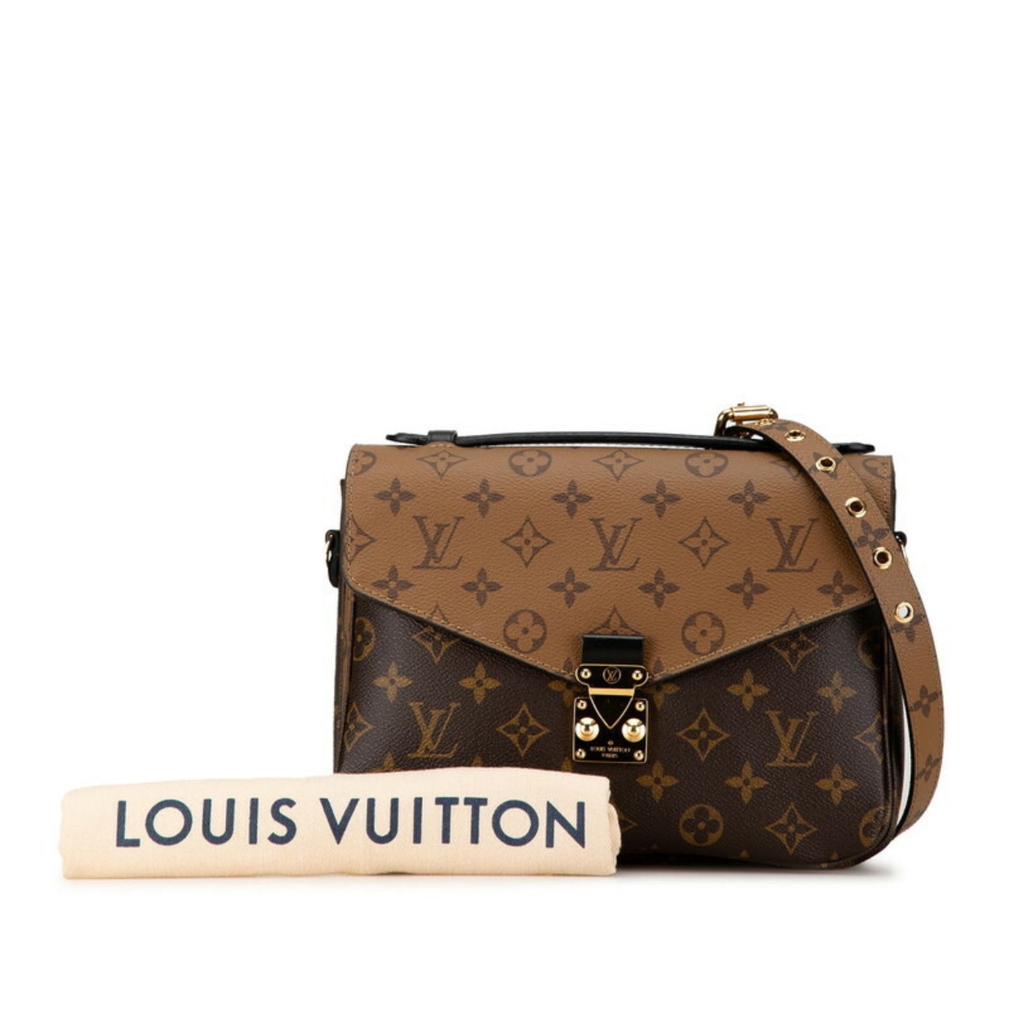 Louis Vuitton Monogram Reverse Pochette Metis Mm Handbag Shoulder Bag M41465 Brown Pvc Leather