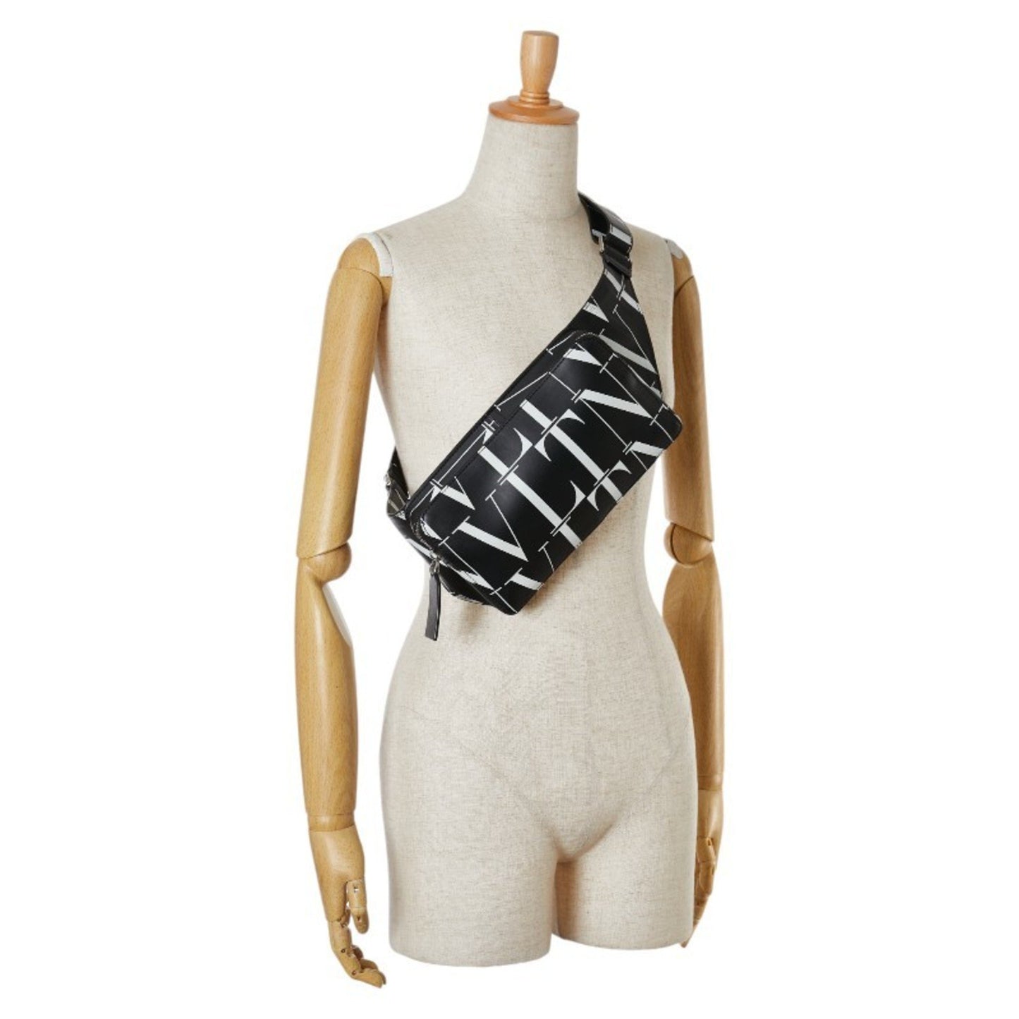 Valentino Body Bag Waist Shoulder Black Leather
