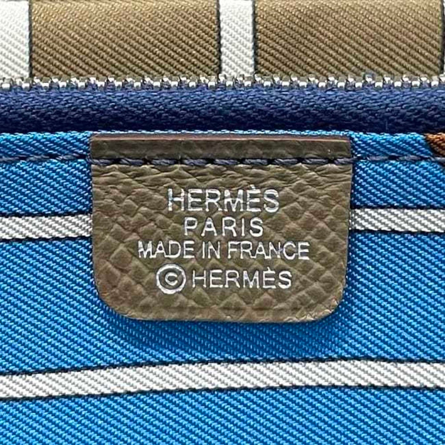 Hermes Round Long Wallet Azap Silkin F-22990 Beige Etoupe Leather Epsom Silk Z Stamp Hermes