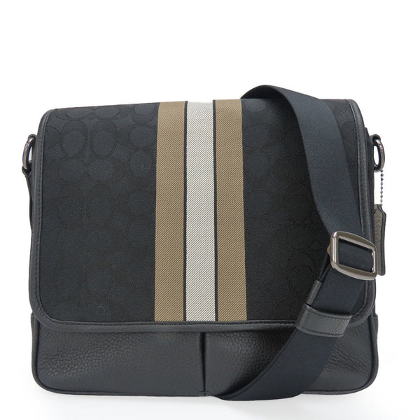 Coach Shoulder Bag C6583 Signature Canvas Leather Black Stripe