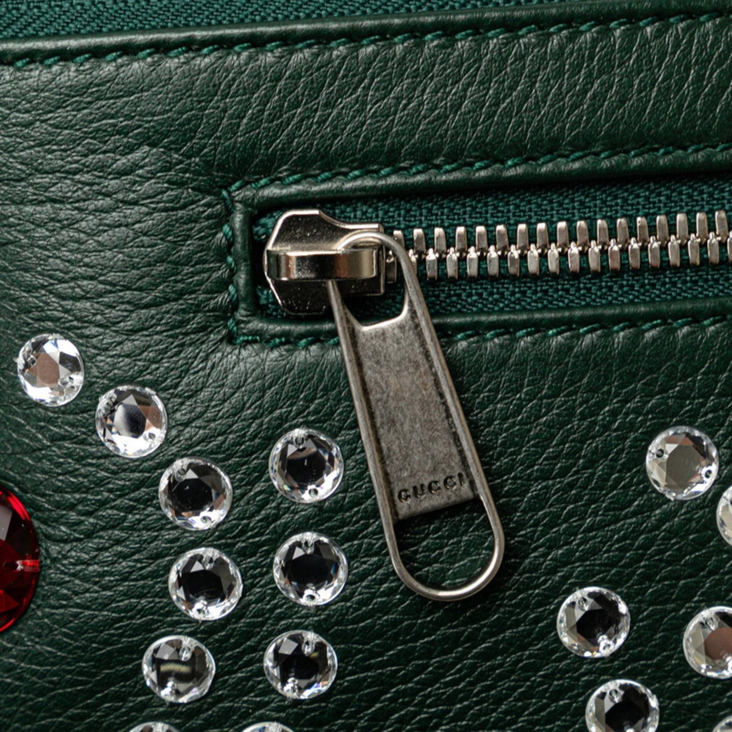 Gucci Bijou Stone Body Bag Waist 484683 Moss Green Multicolor Leather