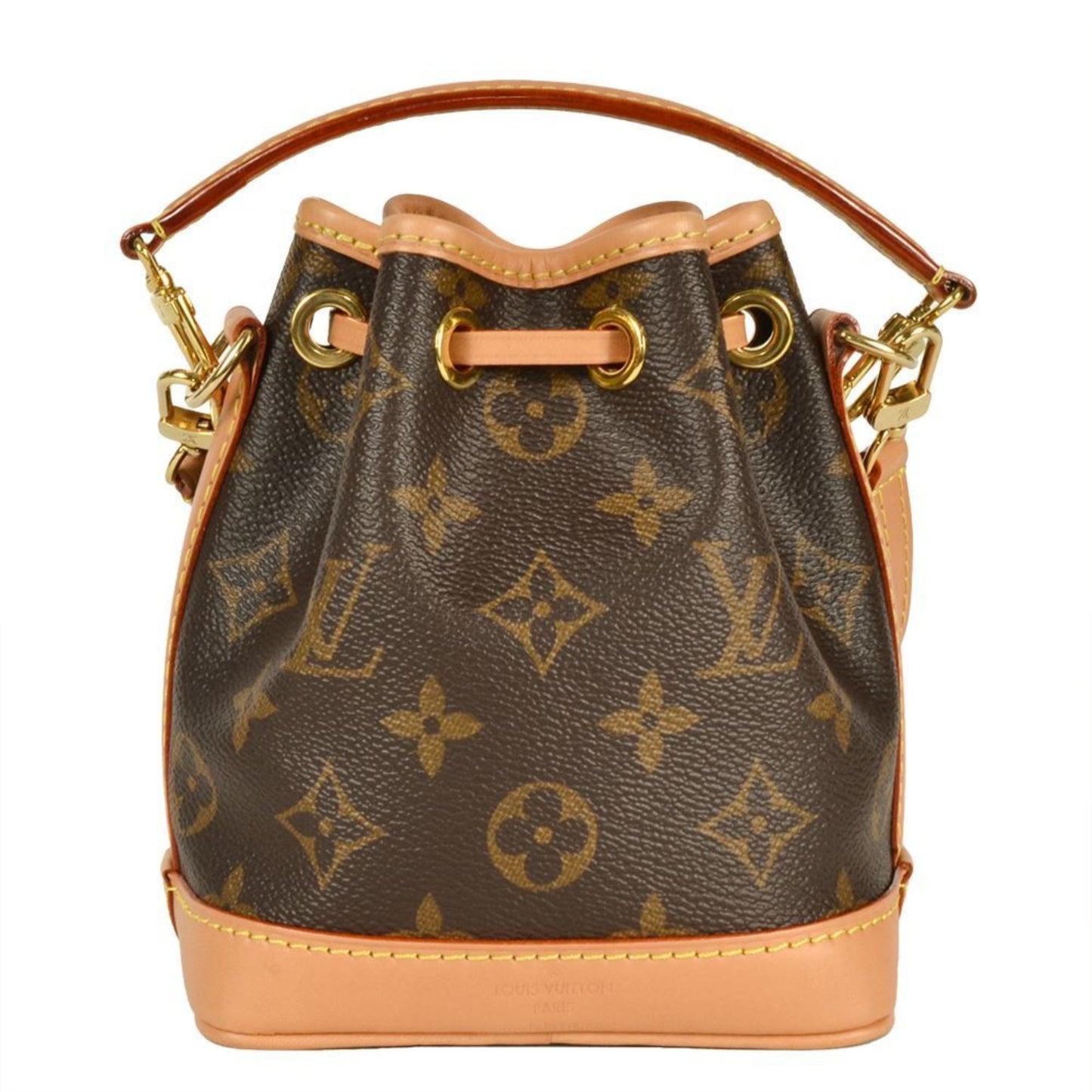 Louis Vuitton Nano Noe Shoulder Bag Monogram Canvas M81266 Brown Rfid Handbag
