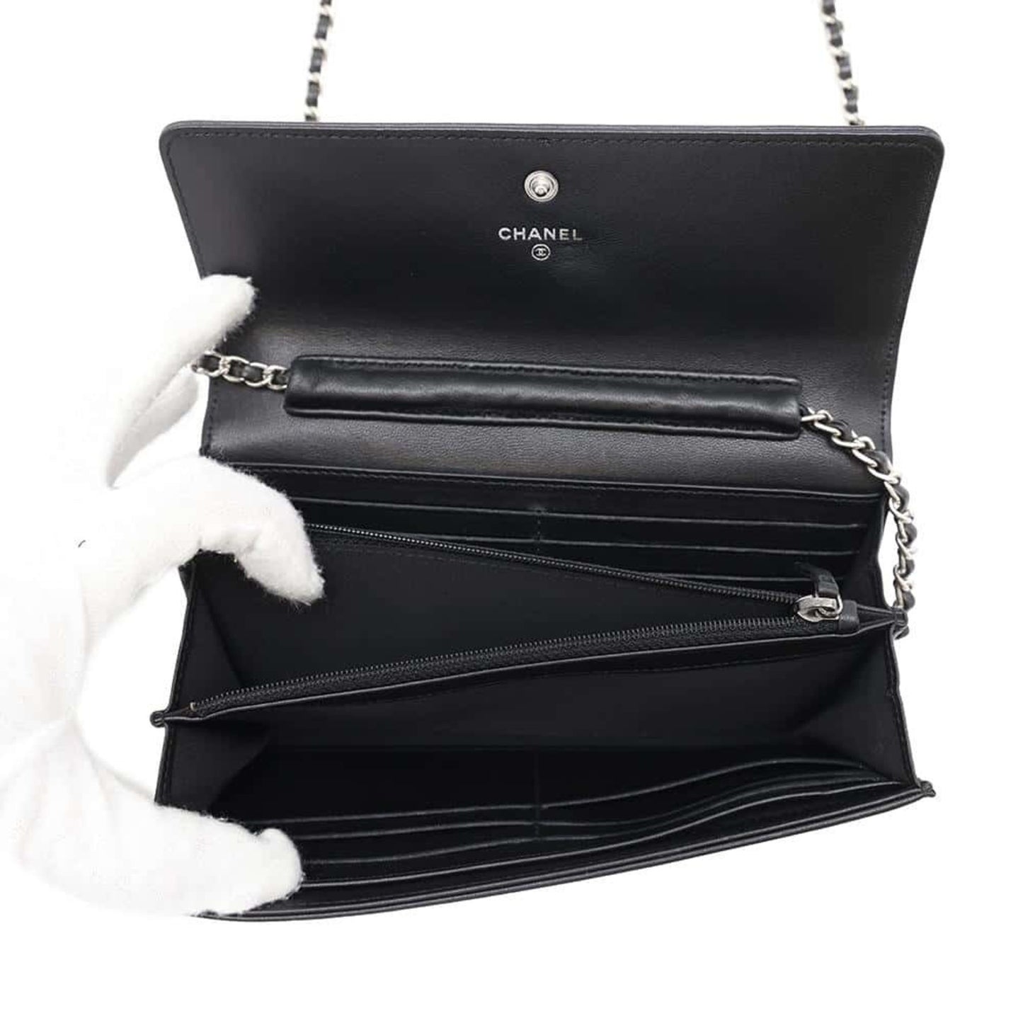 Chanel Chain Wallet Coco Mark Leather Chanel Black