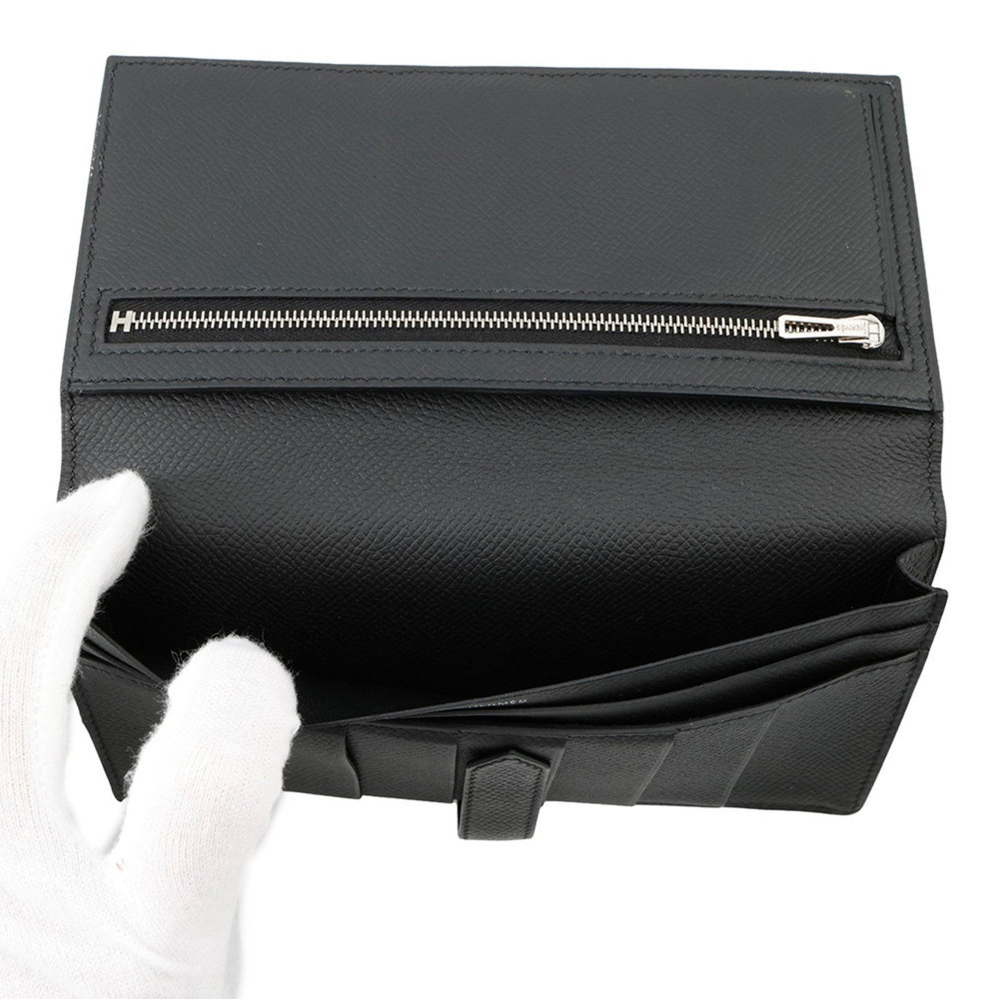 Hermes Herms Bearn Soufflet Long Wallet In Black