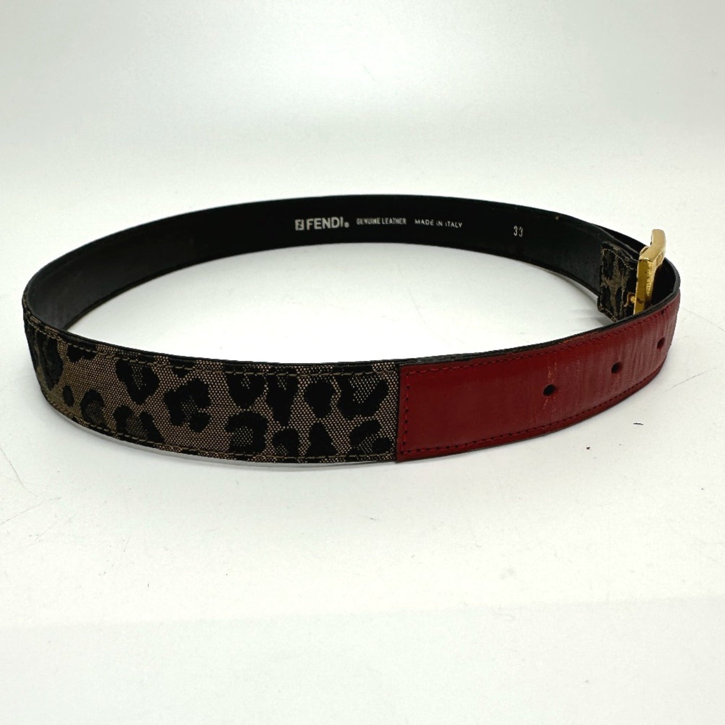 Fendi Leopard Belt Brown/Red Goldhardware