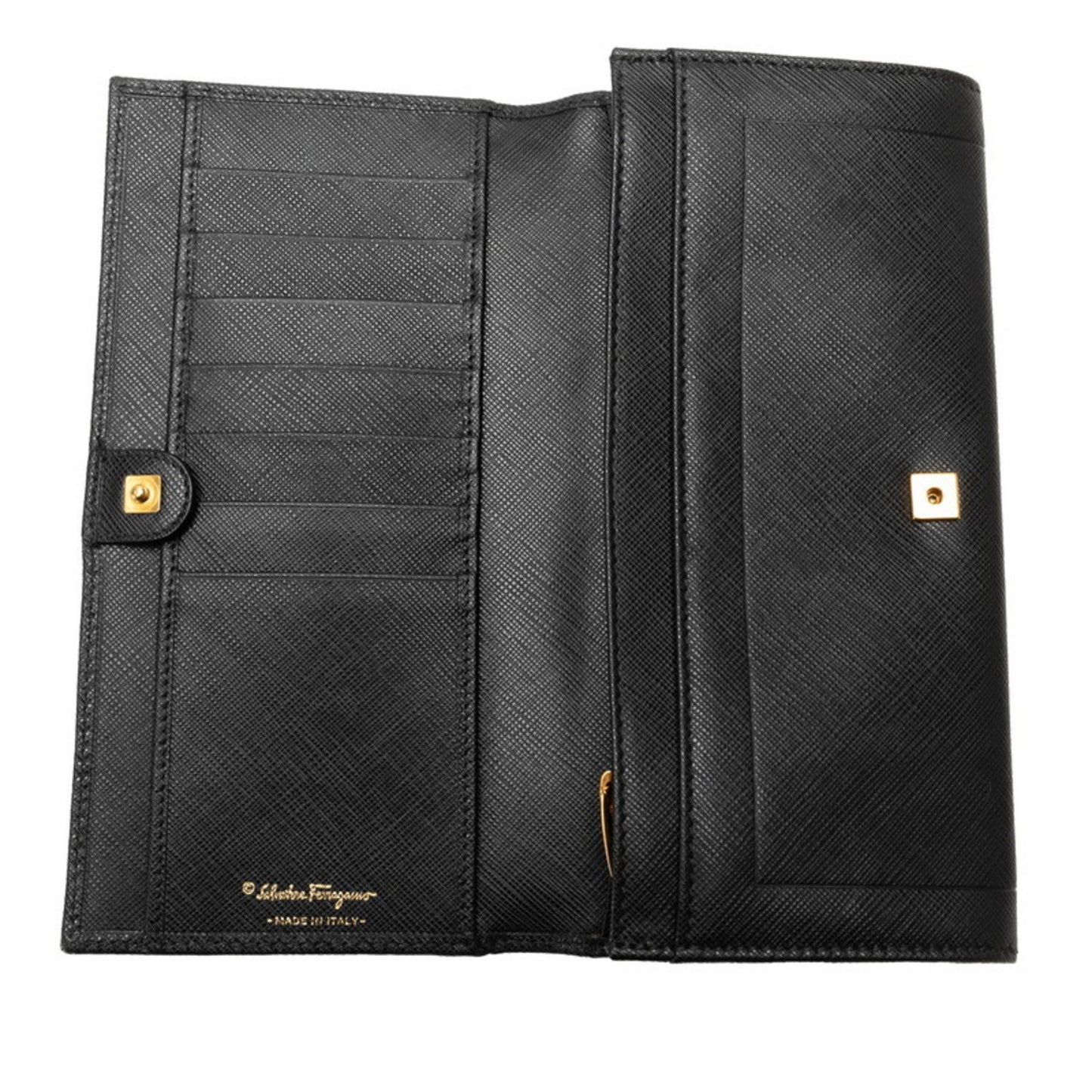 Salvatore Ferragamo Long Wallet Black Leather