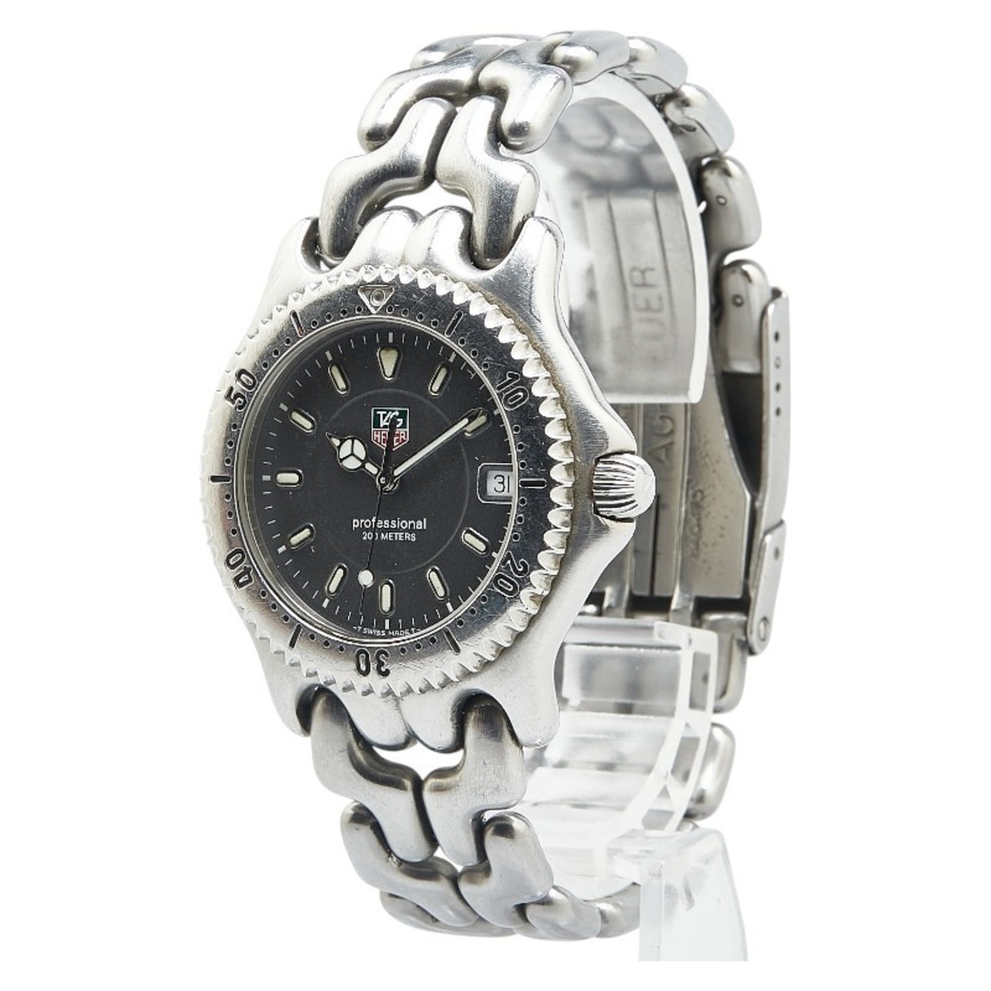 Tag Heuer Cell Professional 20 Watch Wg1113-0 Quartz Black Dial Stainless Steel