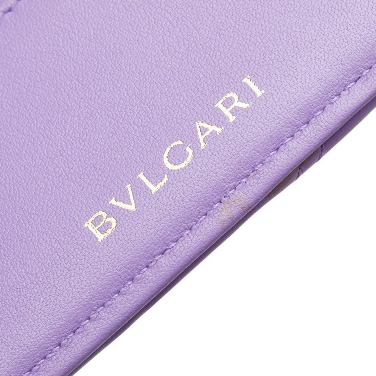 Bvlgari Serpenti Cabochon Card Case In Purple Leather