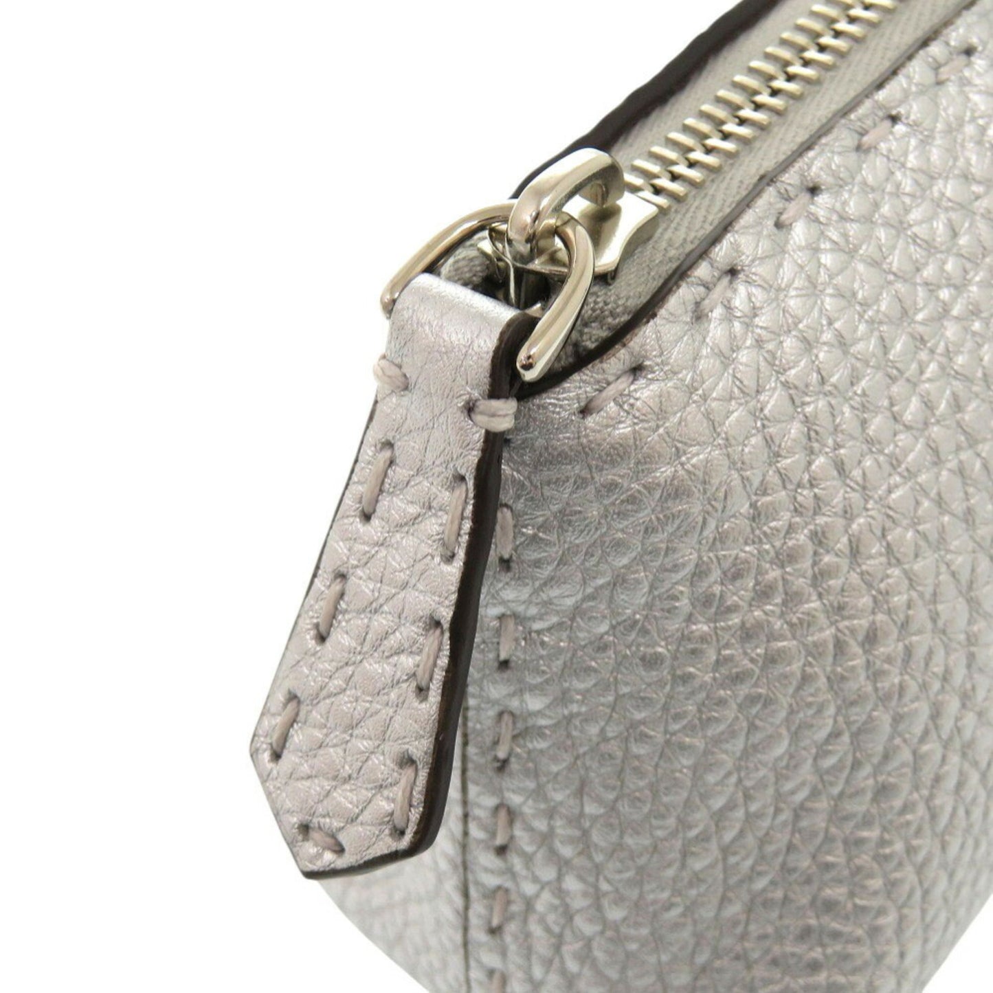 Fendi Selleria 8N0114-5Qg Leather Silver Pouch 1150Fendi