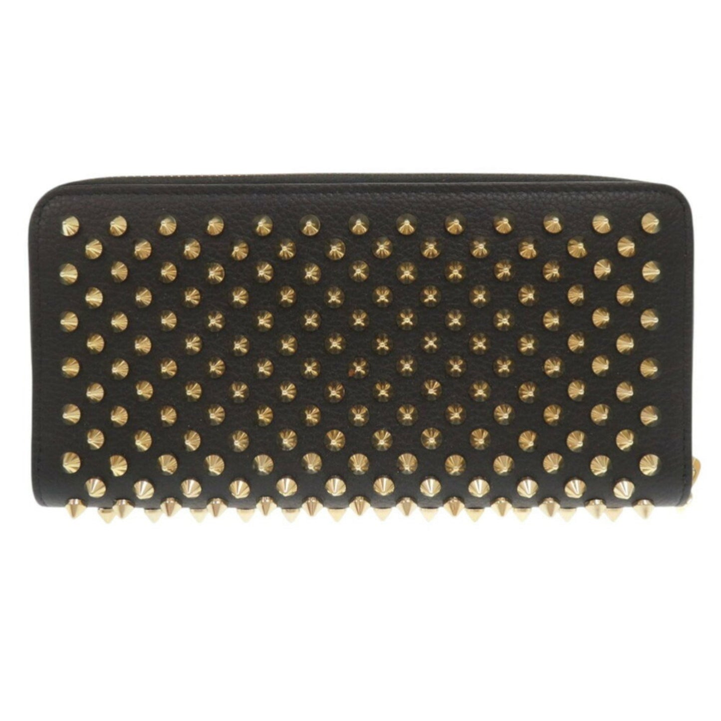 Like New Christian Louboutin Panettone Leather Round Long Wallet In Black And Gold