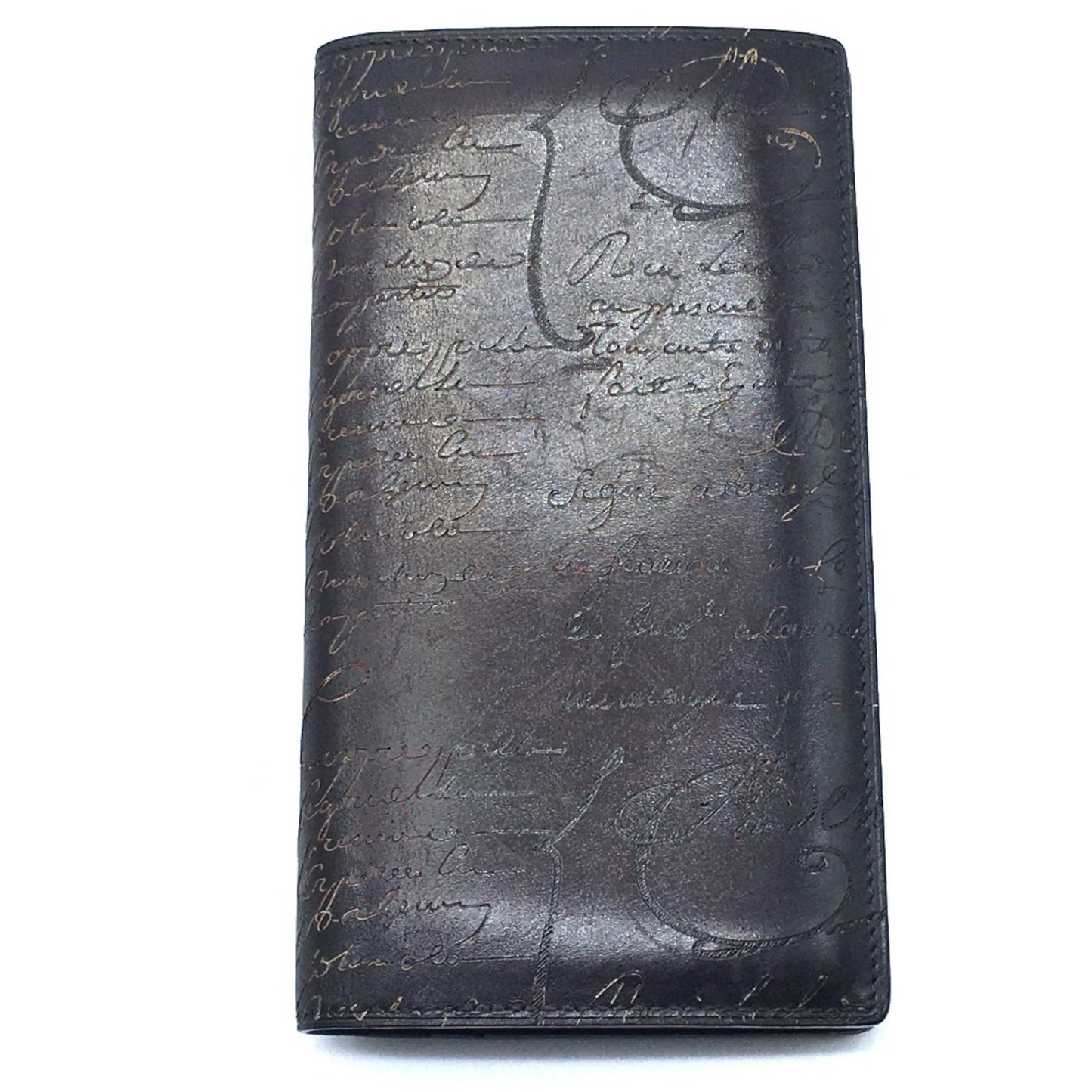 Berlutti Calligraphy Long Wallet Leather Accessory Long Wallet Folded Wallet Purple Dark Purple