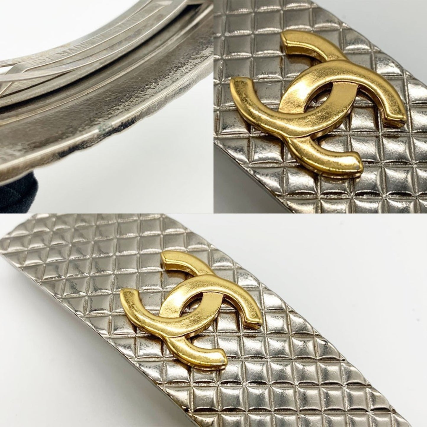 Chanel Barrette Matelasse Hair Silver Gold Coco Mark 98P Chanel