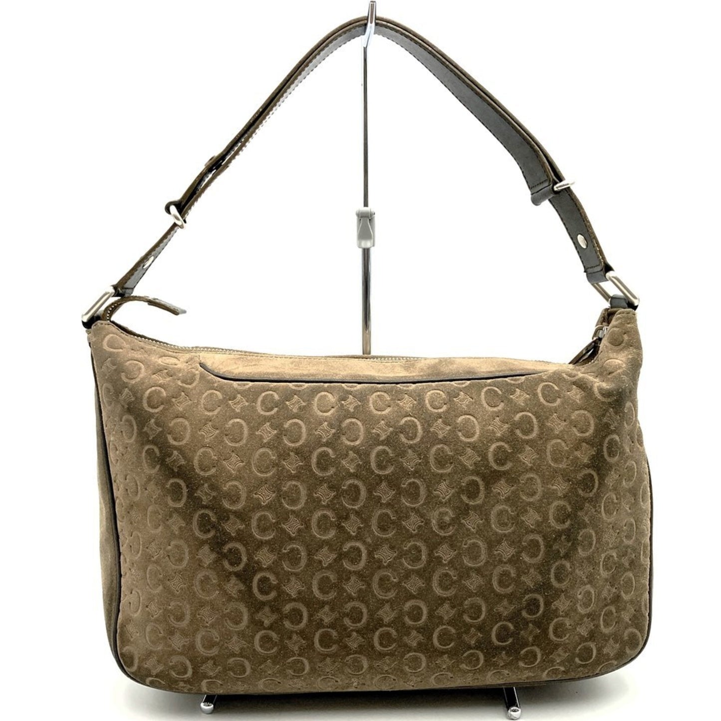 Celine Ce00 22 Handbag Shoulder Bag C Macadam Suede Leather Brown