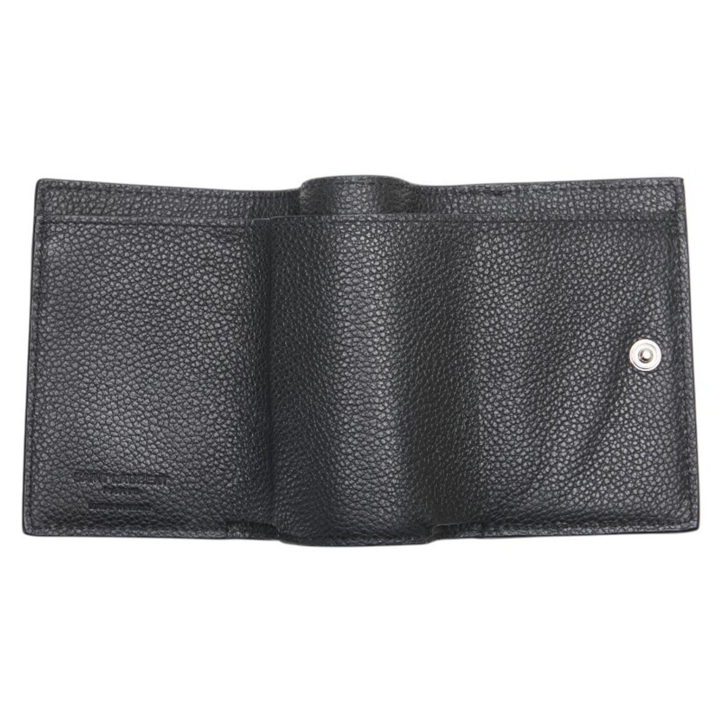 Saint Laurent Tri-Fold Compact Wallet Black Leather
