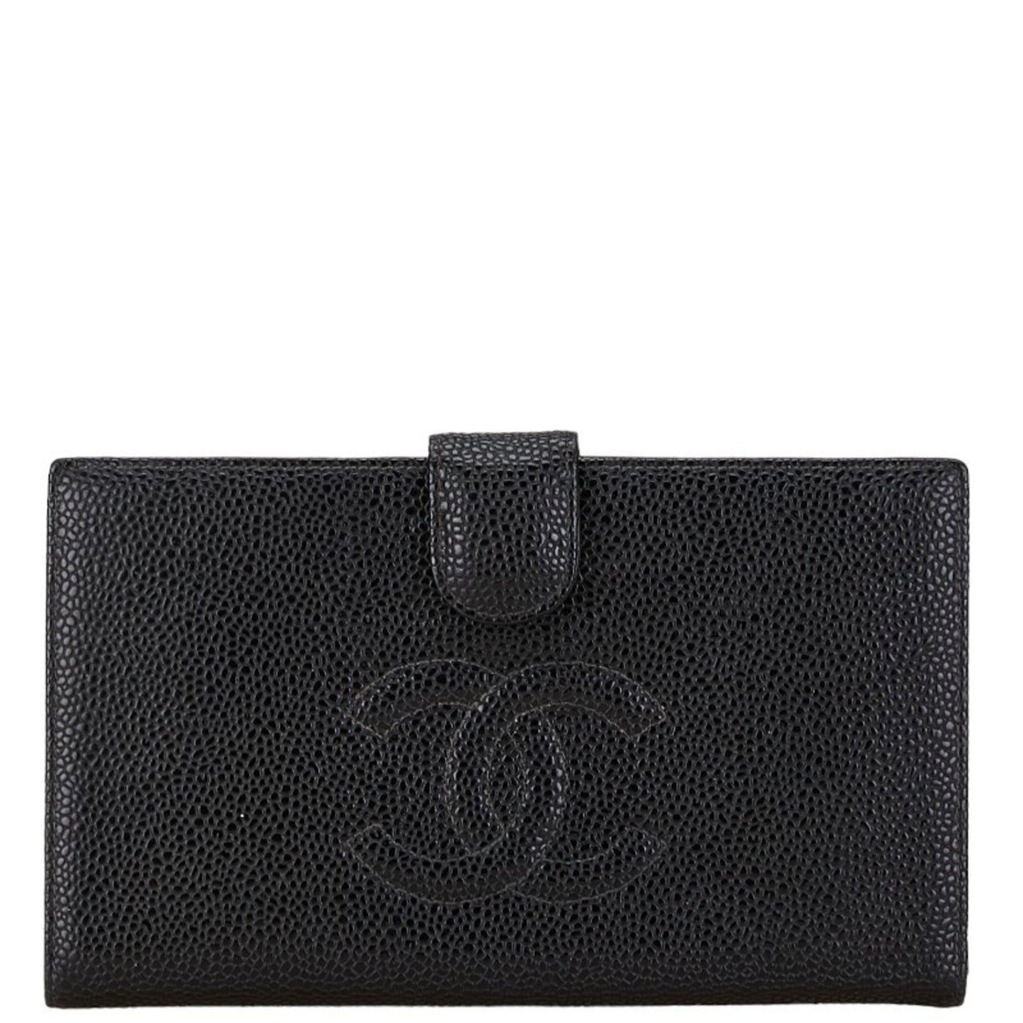 Chanel Coco Mark Long Wallet Black Caviar Skin