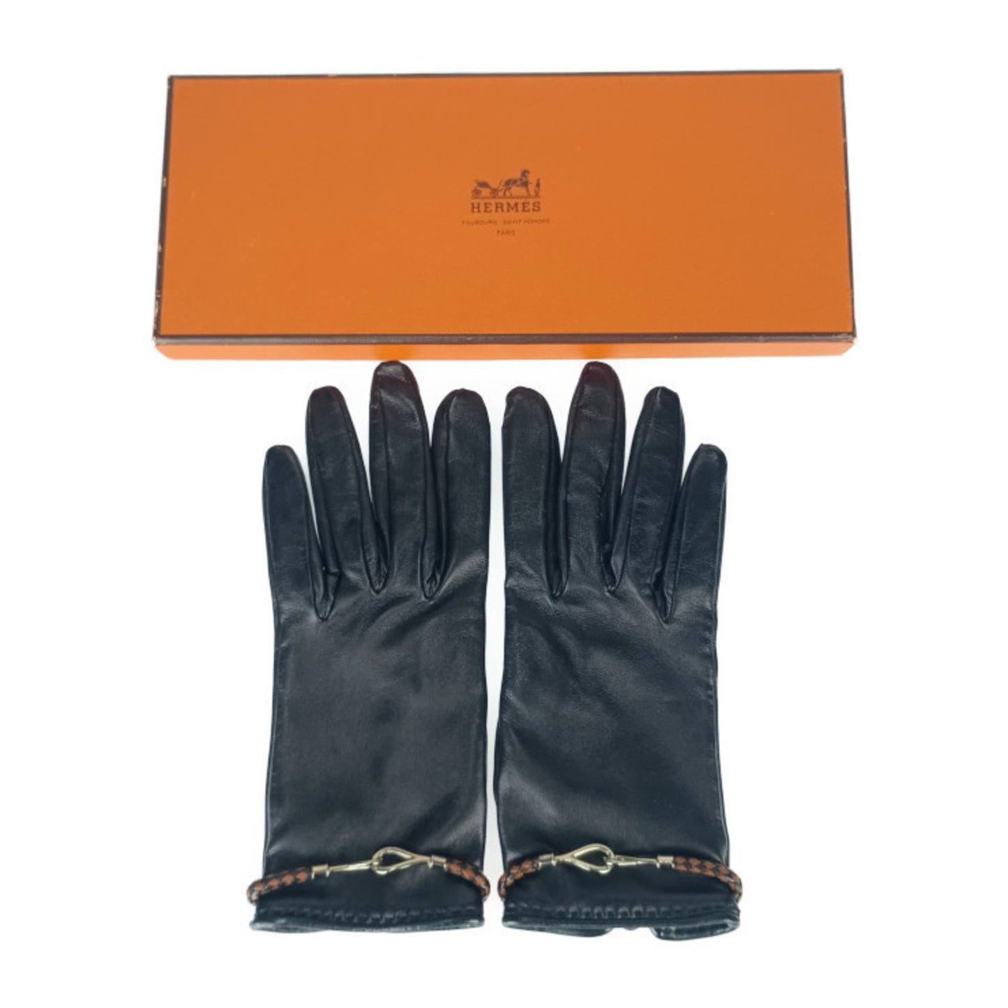 Hermes Jumbo Black Leather Gloves