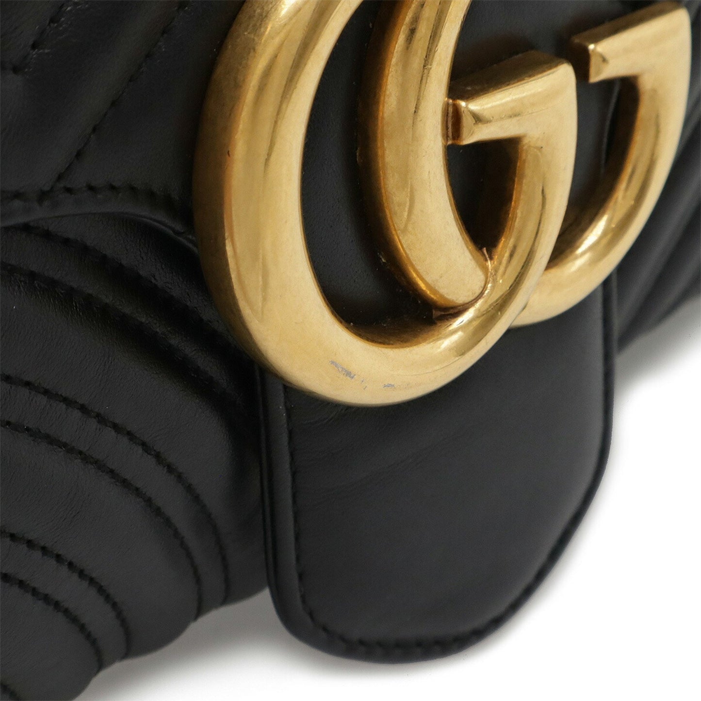 Gucci Gg Marmont Chain Shoulder Bag Pochette In Quilted Leather