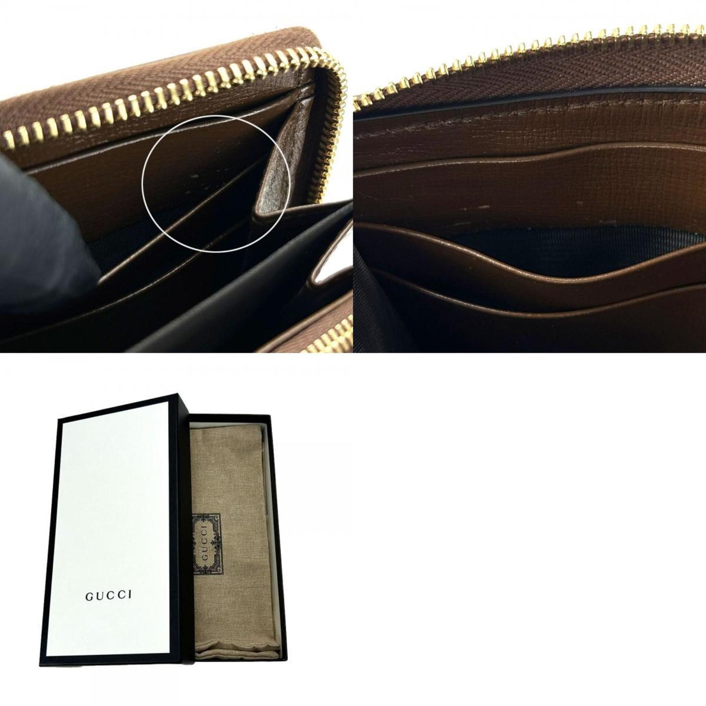 Gucci Long Wallet 673003 Interlocking G Gg Supreme Canvas Beige Brown Round
