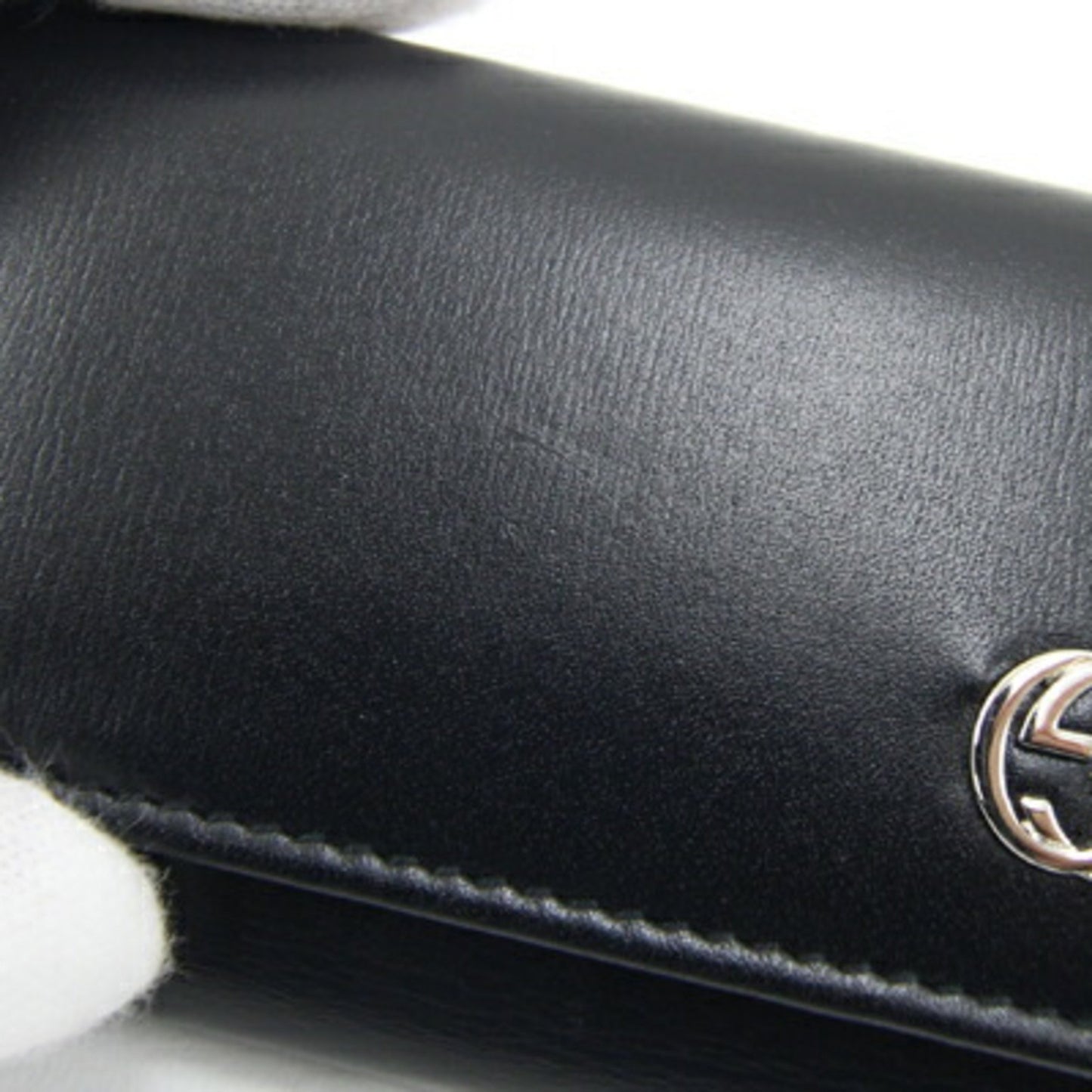 Gucci 6-Key Case Interlocking G 115225 Black Leather Key Ring