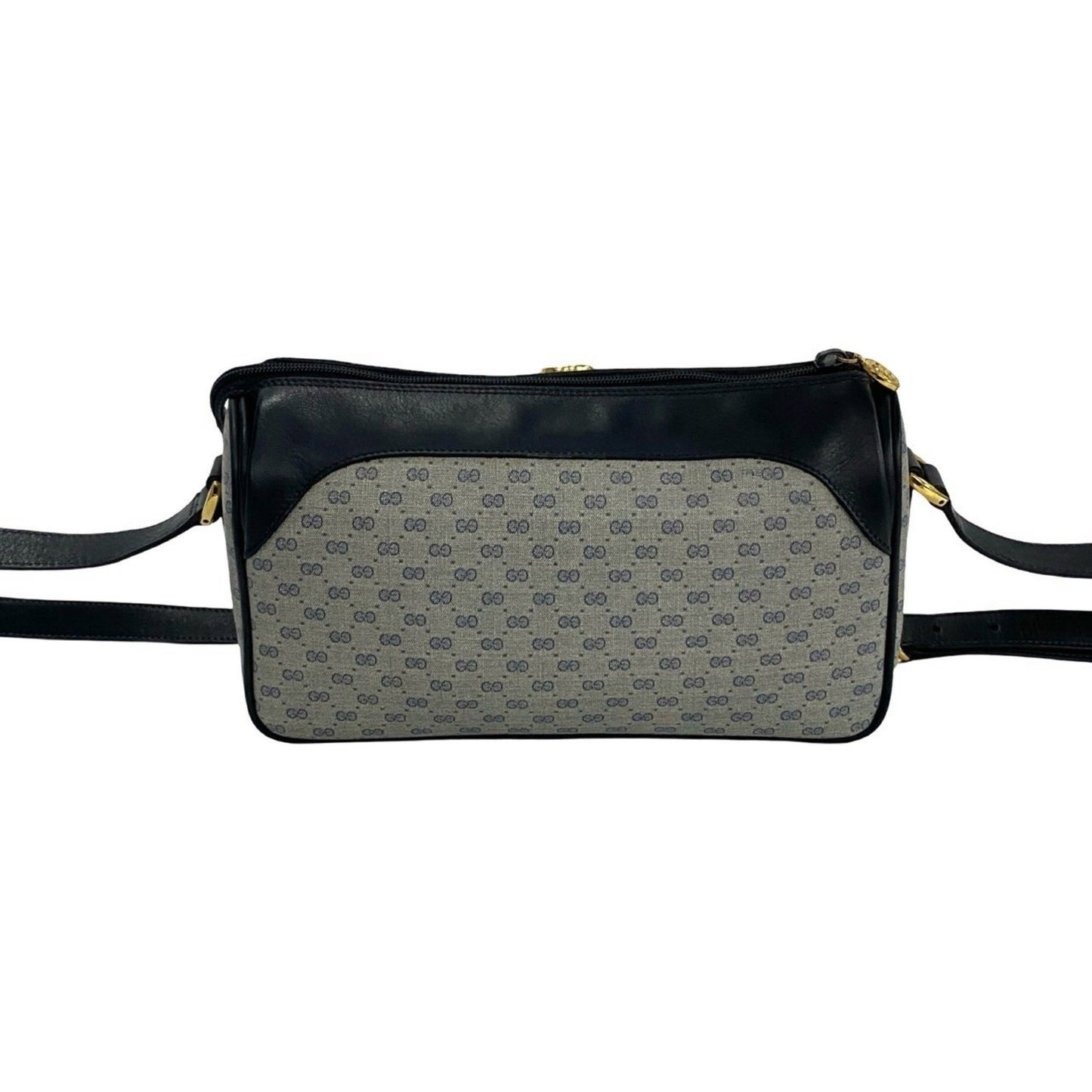 Gucci Old Gucci Micro Gg Logo Hardware Leather Shoulder Bag Pochette Sacoche Navy 04048