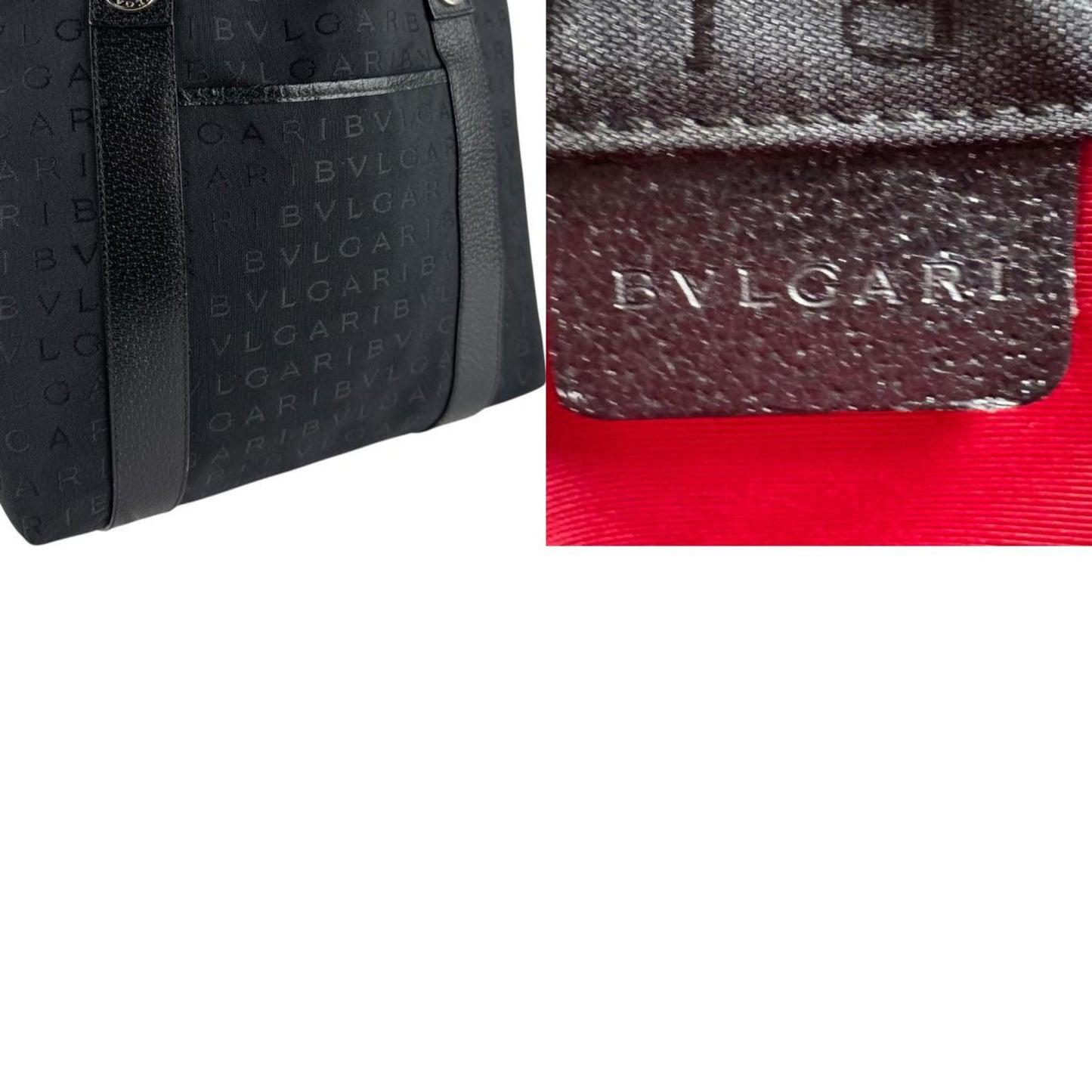 Bvlgari Bvlgari Handbag Nylon Canvas Leather Black