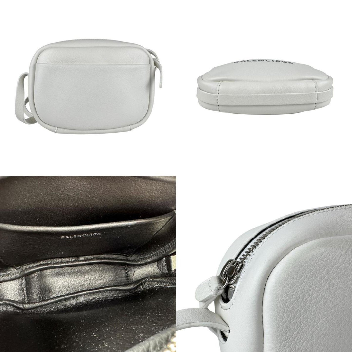 Balenciaga Shoulder Bag Everyday Camera Xs Leather Off-White Silver