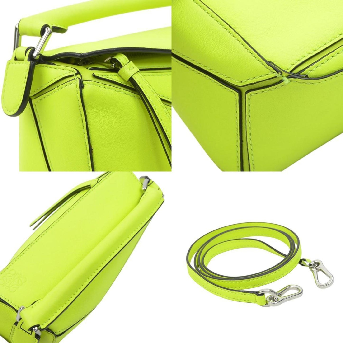 Loewe Puzzle Mini Shoulder Bag Leather Neon Yellow