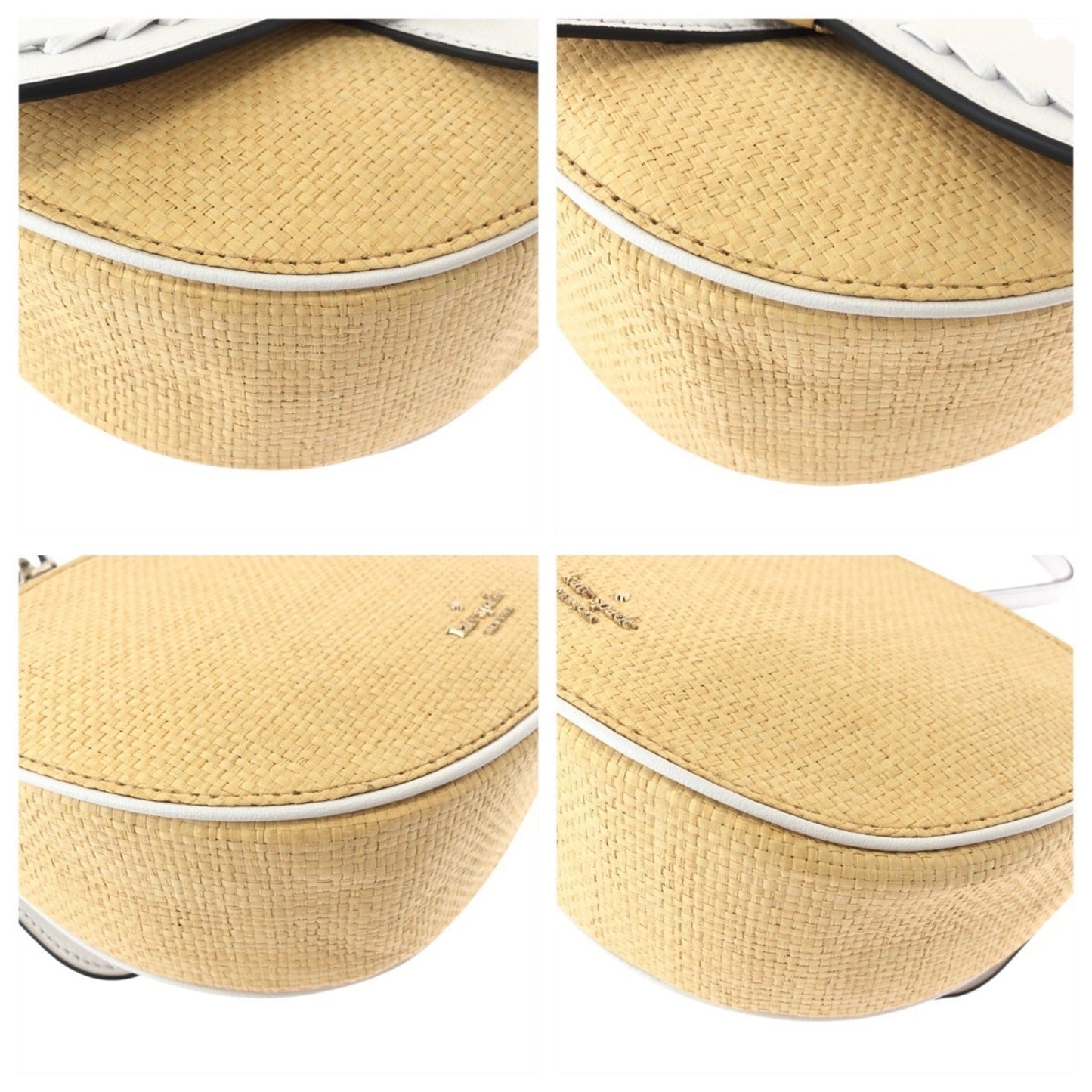 Kate Spade White Leather Raffia Shoulder Bag Pochette