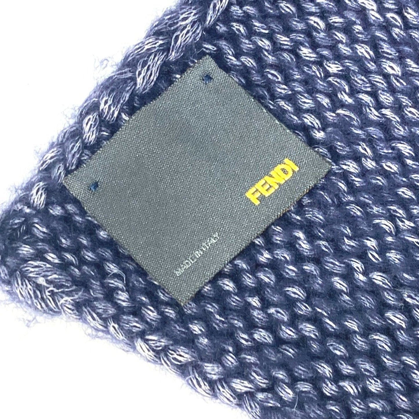 Fendi F Logo Knitted Scarf Wool Silk