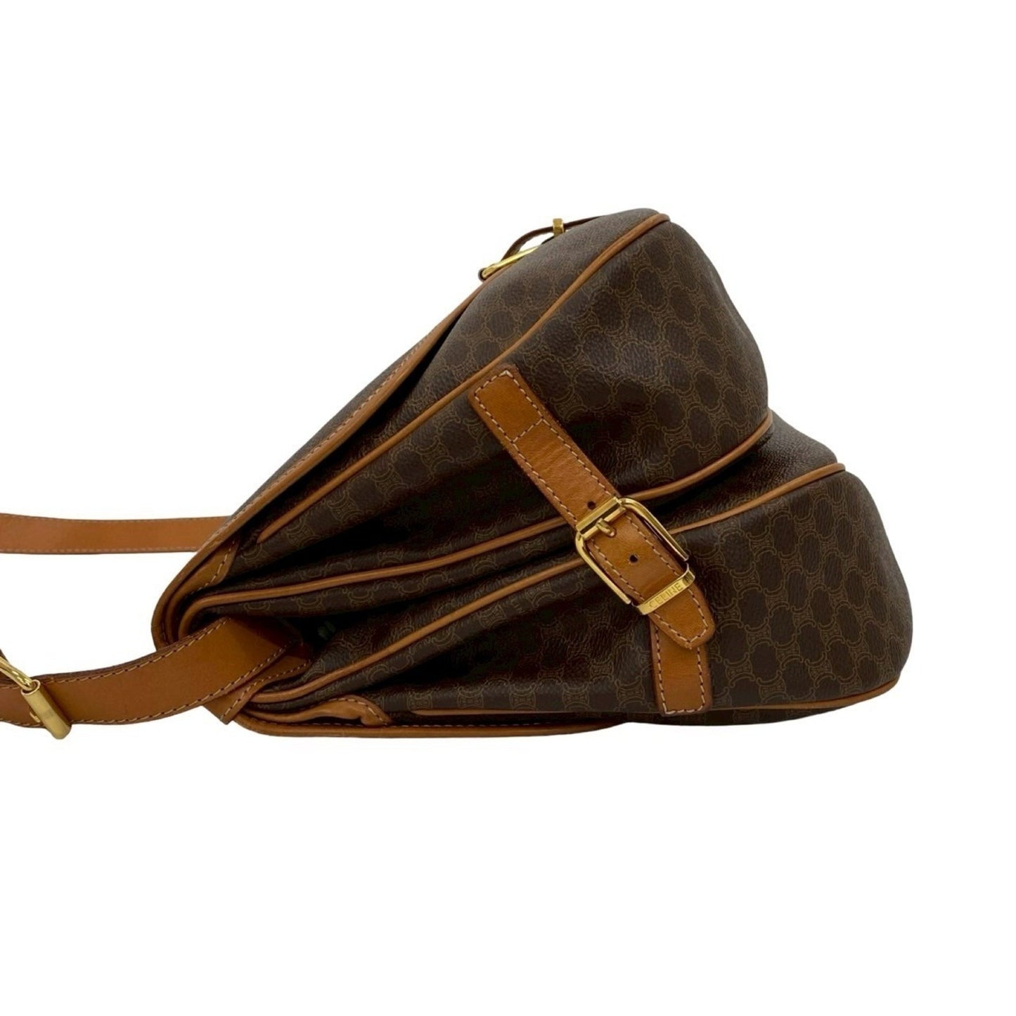 Celine Macadam Blason Pattern Leather Shoulder Bag/Sacoch/Body Bag Brown 013-5