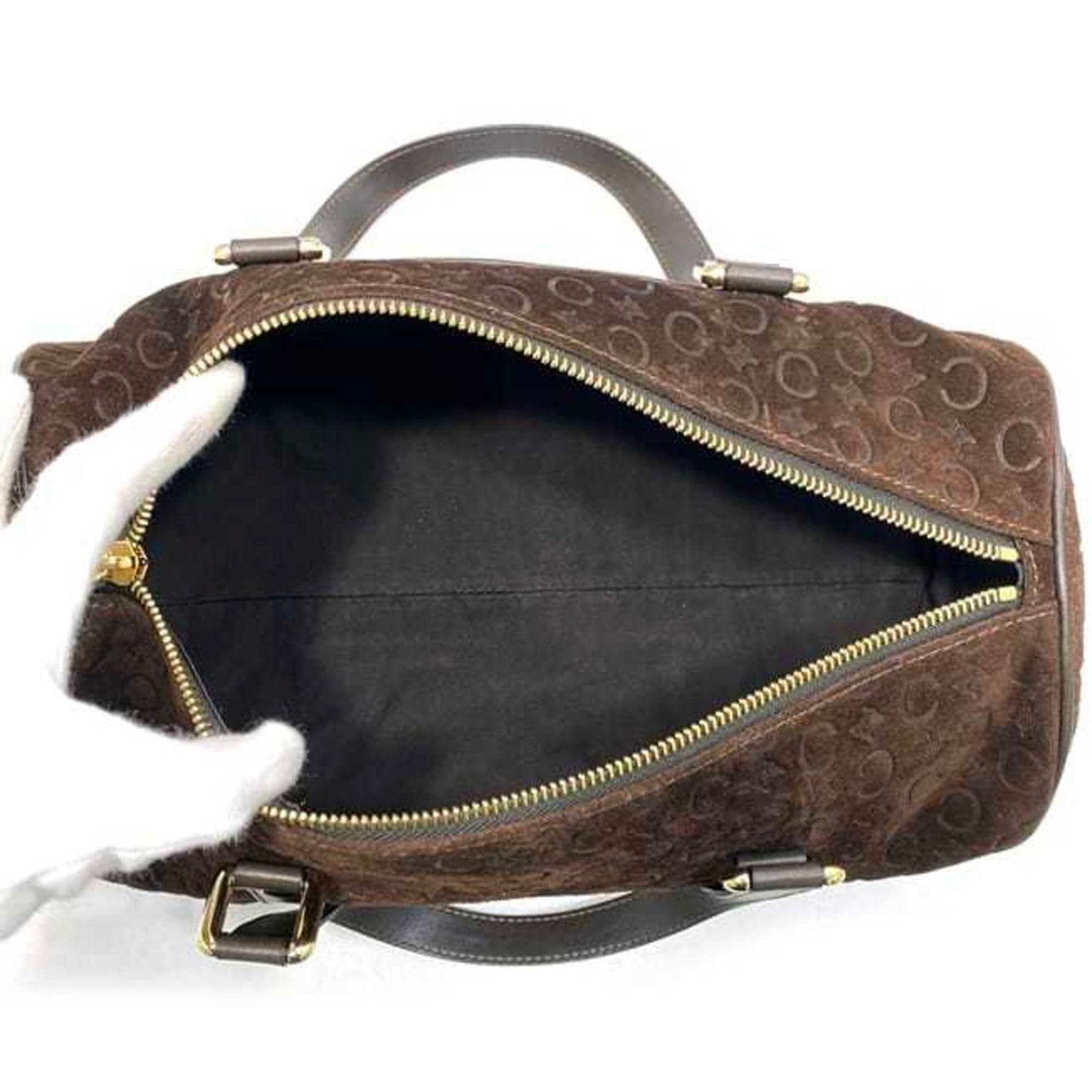 Celine Handbag F-21889 Brown C Macadam Boston Bag Suede Leather Ce00/12 Celine