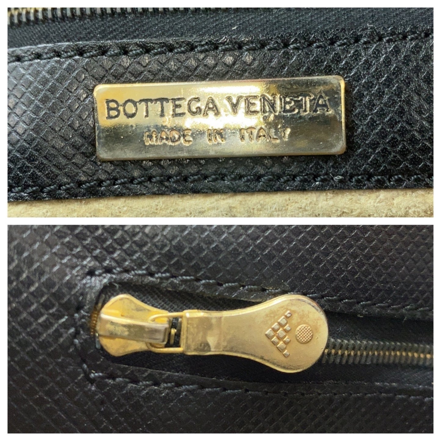 Bottega Veneta Vintage Black Leather Clutch Bag Briefcase