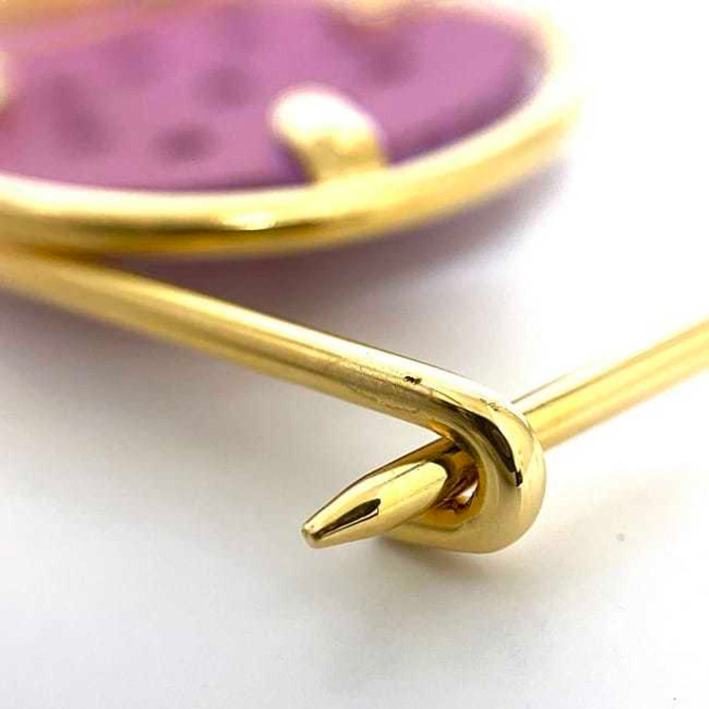 Loewe Mechano Pin Brooch Gold Purple Metal Leather