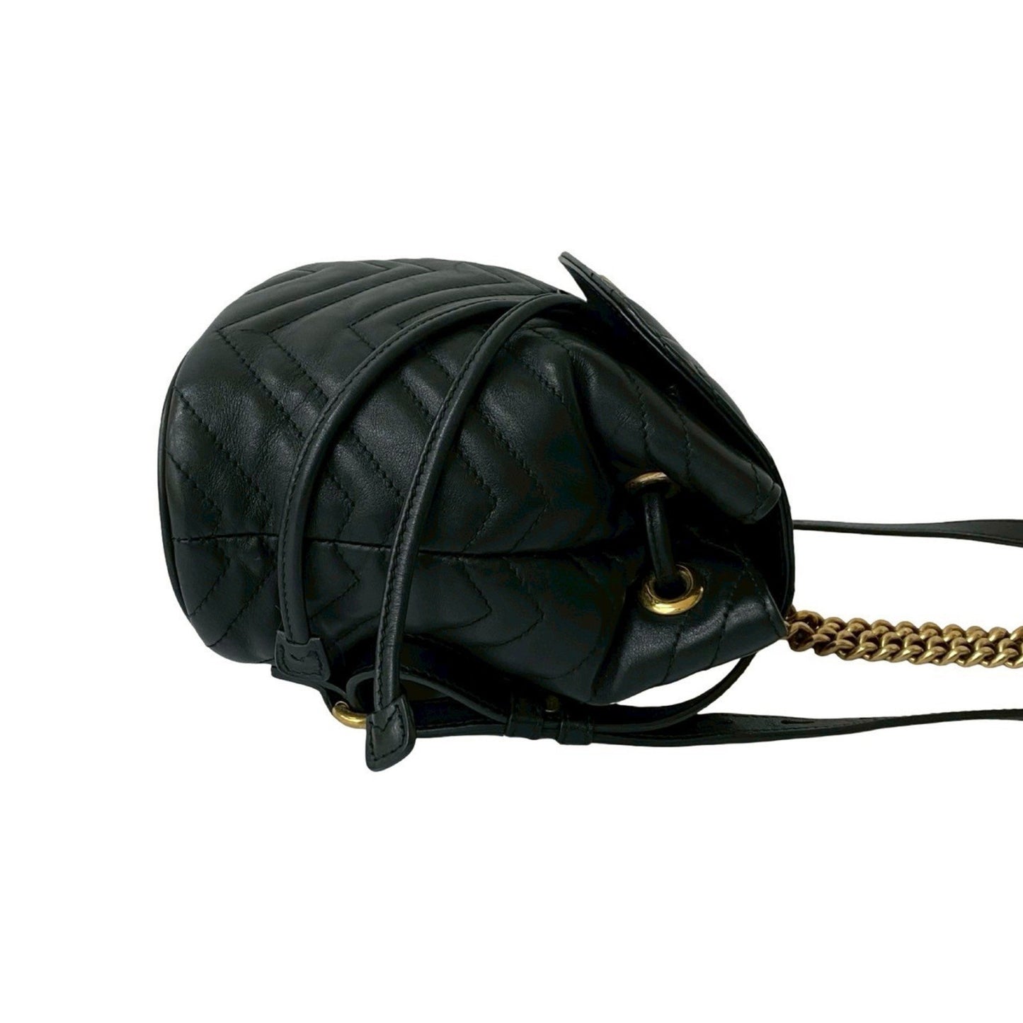 Gucci Gg Marmont Logo Hardware Leather Mini Rucksack/Daypack In Black