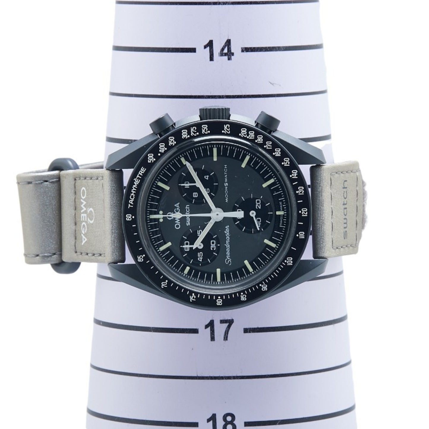 Omega X Swatch Moonswatch Mission To Mercury Watch So33A100 Quartz Movement Gray Dial Ceramic Nylon