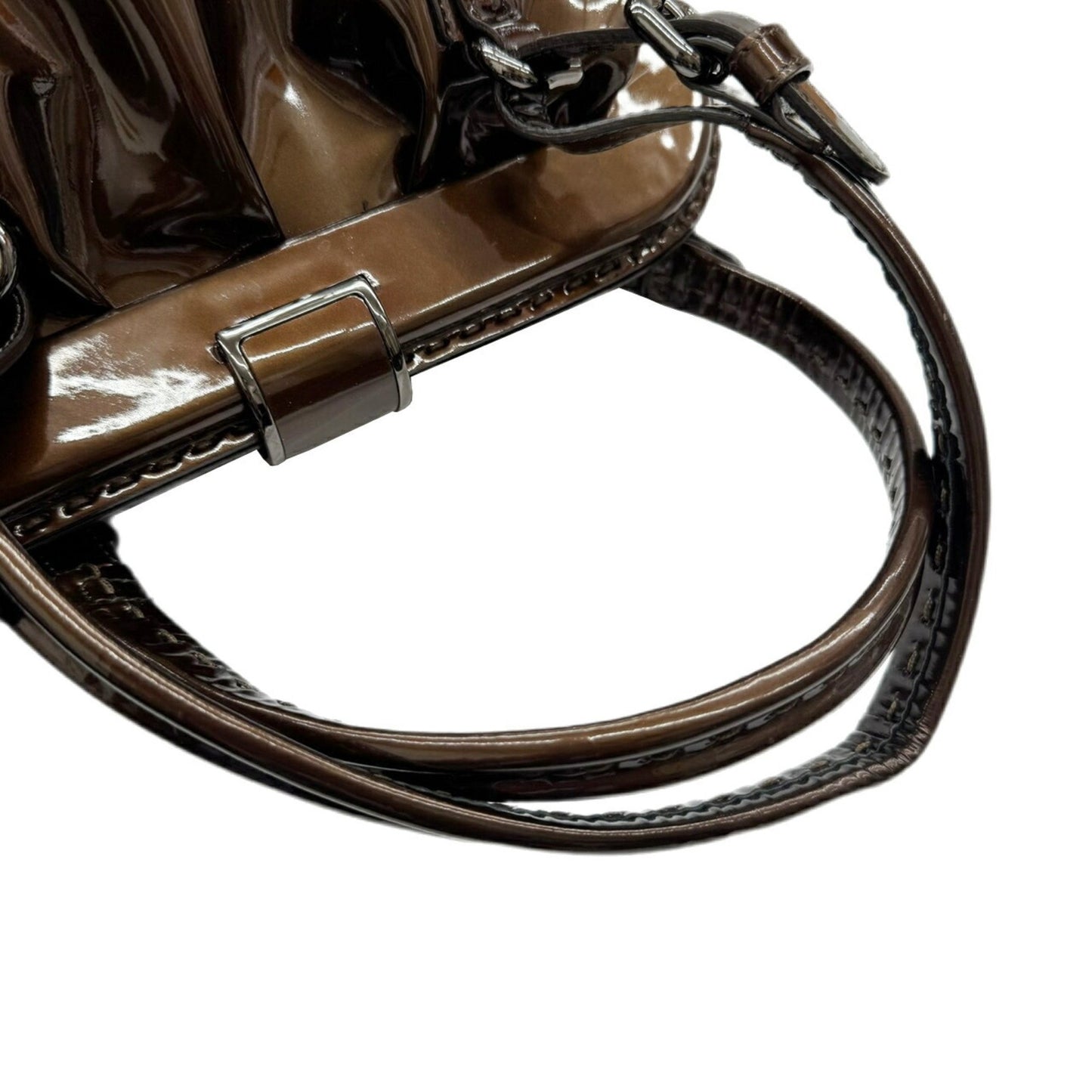 Giorgio Armani Giorgio Armani Handbag Enamel Gamaro Brown Patent