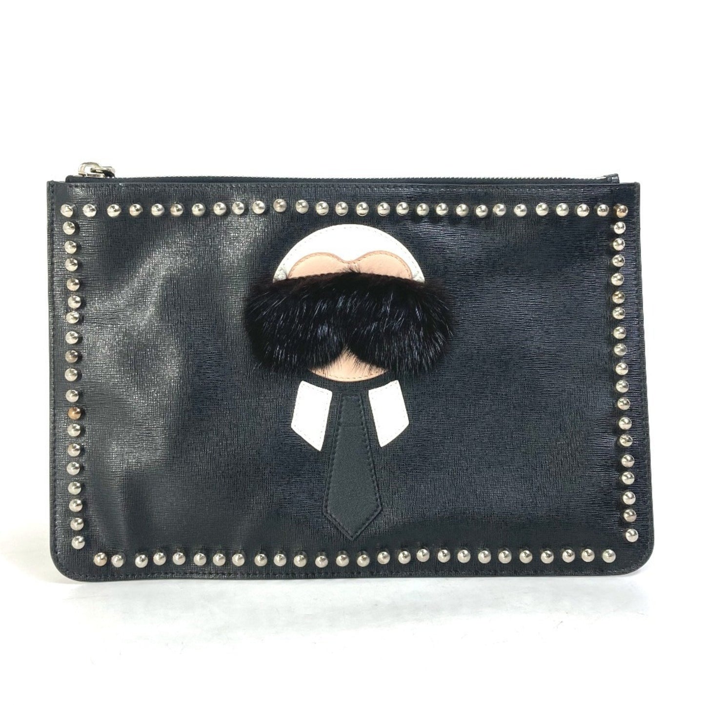 Fendi Studded Pouch Karl Lagerfeld Carlito Clutch Bag Leather