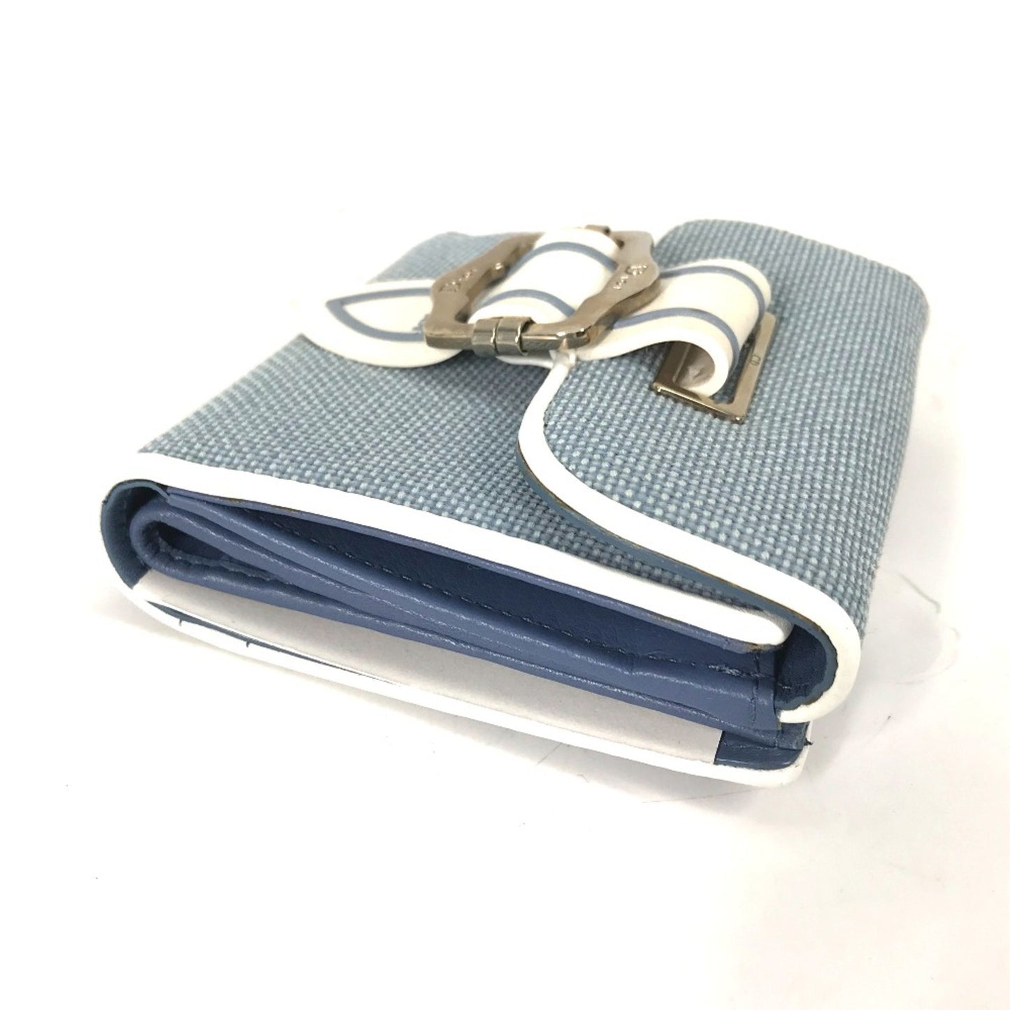 Christian Dior Bicolor Logo Compact Wallet Folded Wallet Blue