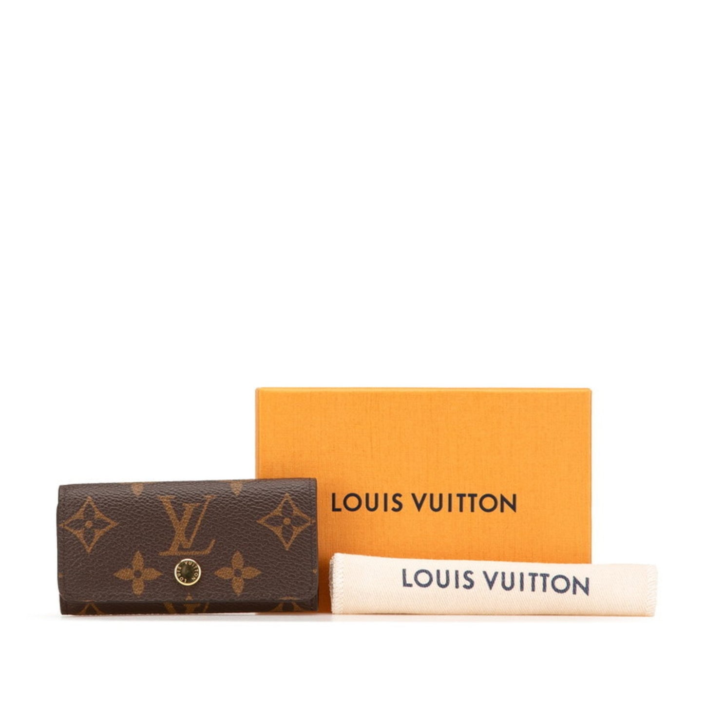Louis Vuitton Monogram Multicle 4 Key Case Ring M82923 Brown Light Blue Pvc Leather