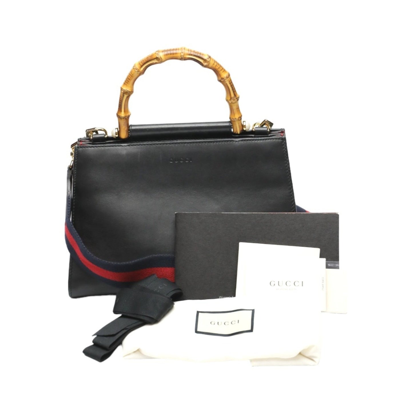 Gucci Handbag Bamboo Leather 2Way Bag 459076 Black