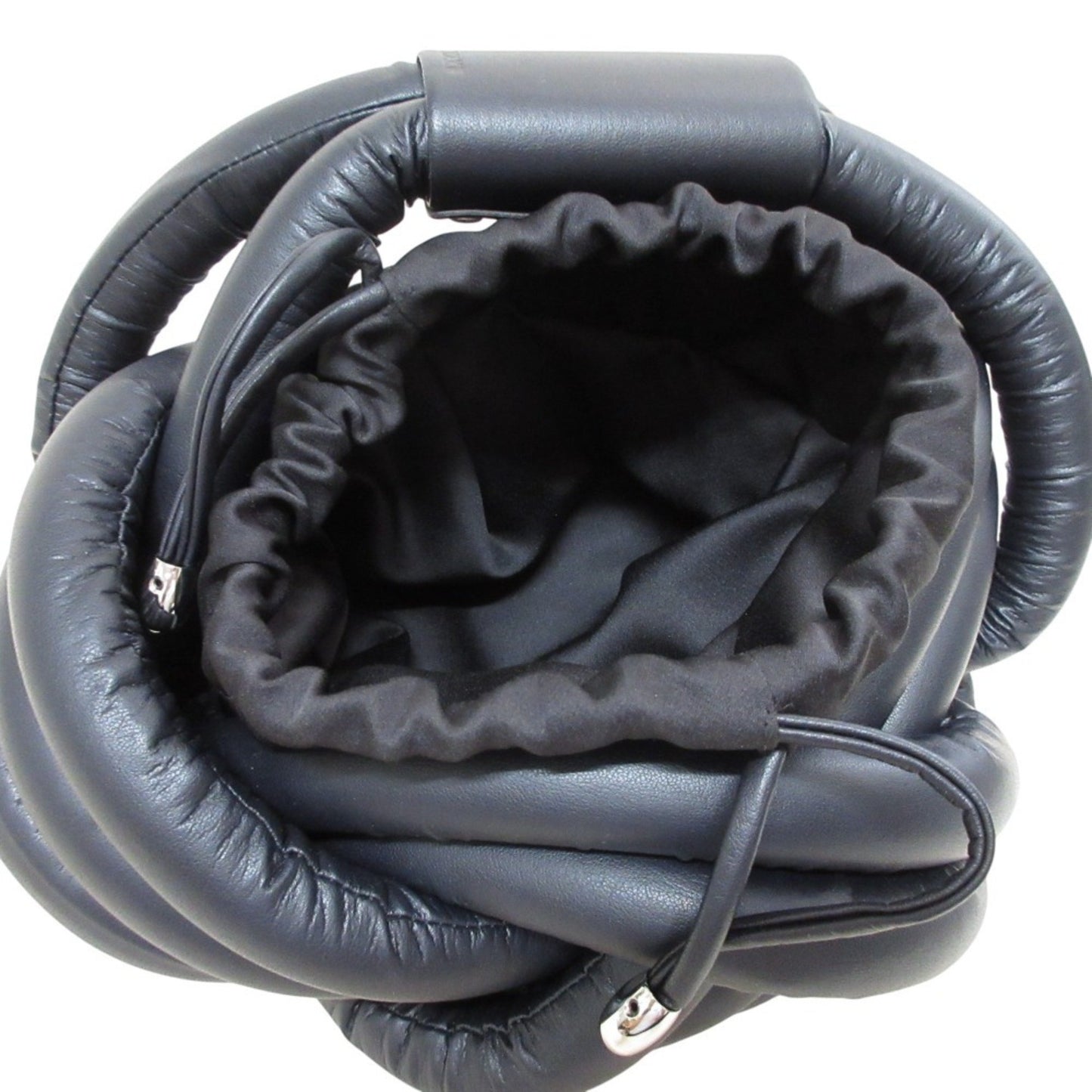 Issey Miyake Faux Leather Twisted Bread Handbag Im41Ag201 Black