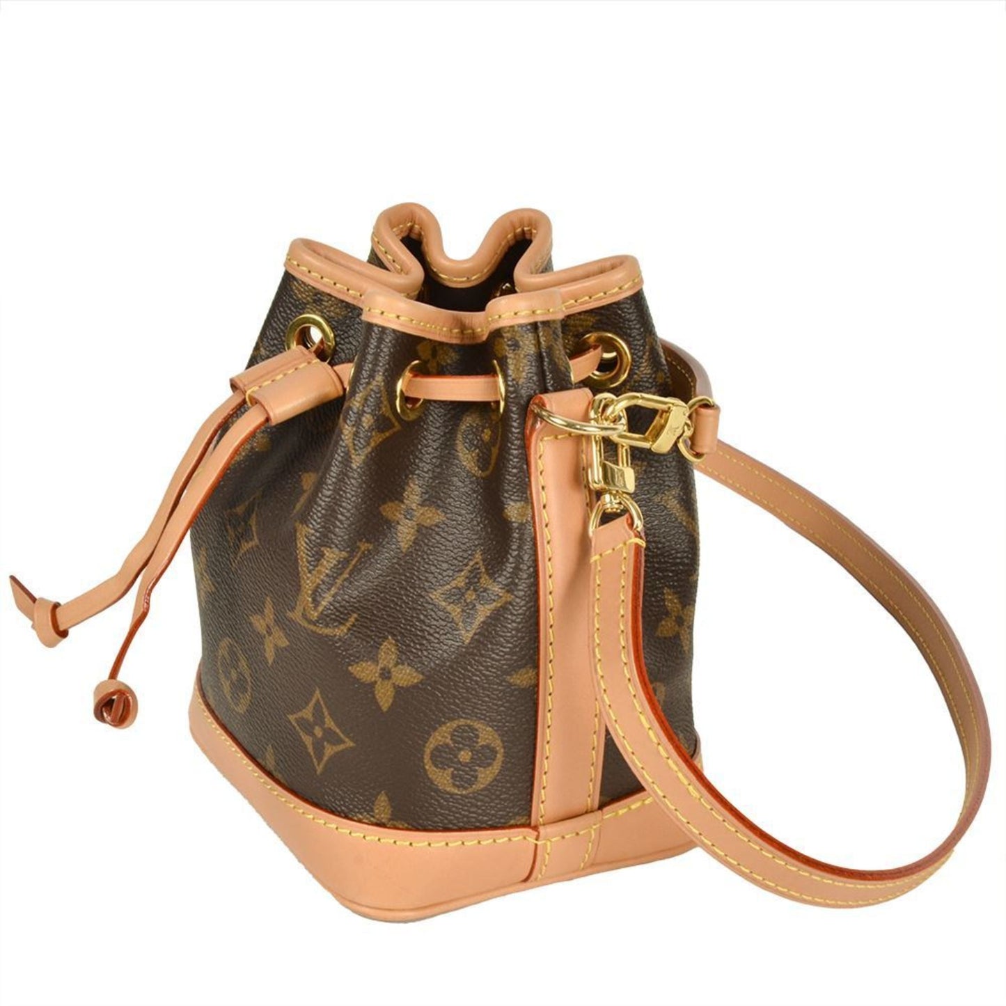 Louis Vuitton Nano Noe Shoulder Bag Monogram Canvas M81266 Brown Rfid Handbag